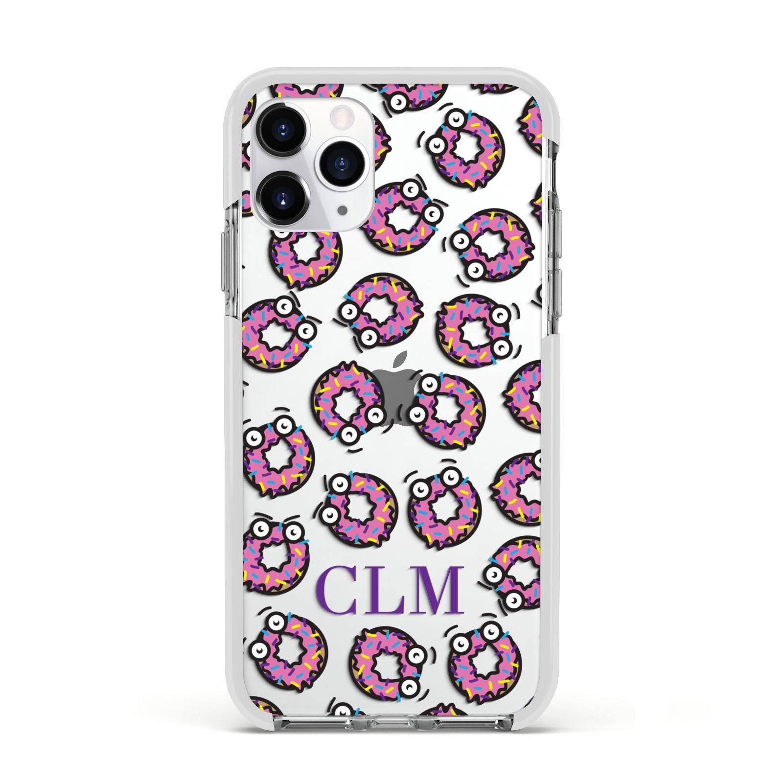 Personalised Donut Initials Apple iPhone 11 Pro in Silver with White Impact Case