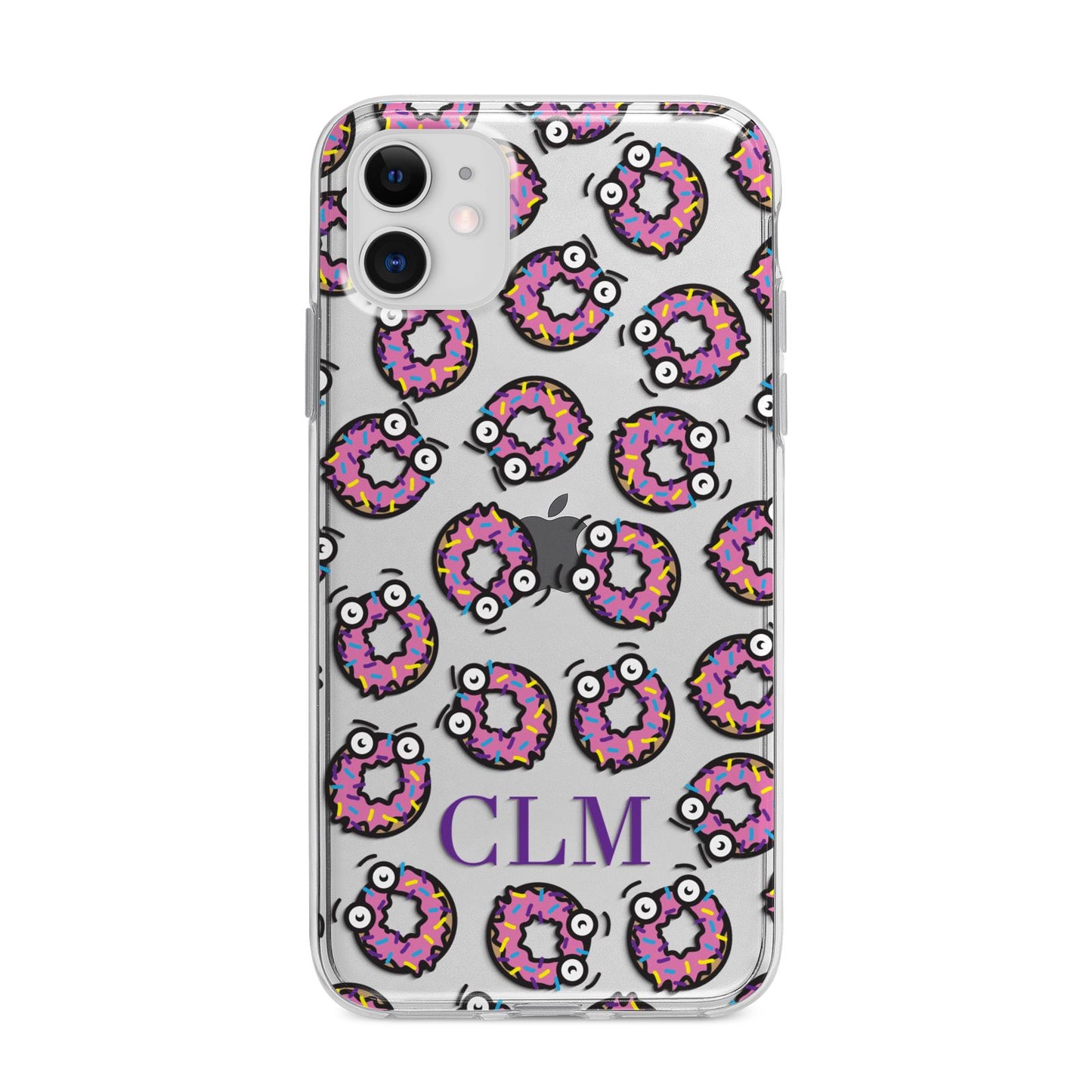 Personalised Donut Initials Apple iPhone 11 in White with Bumper Case