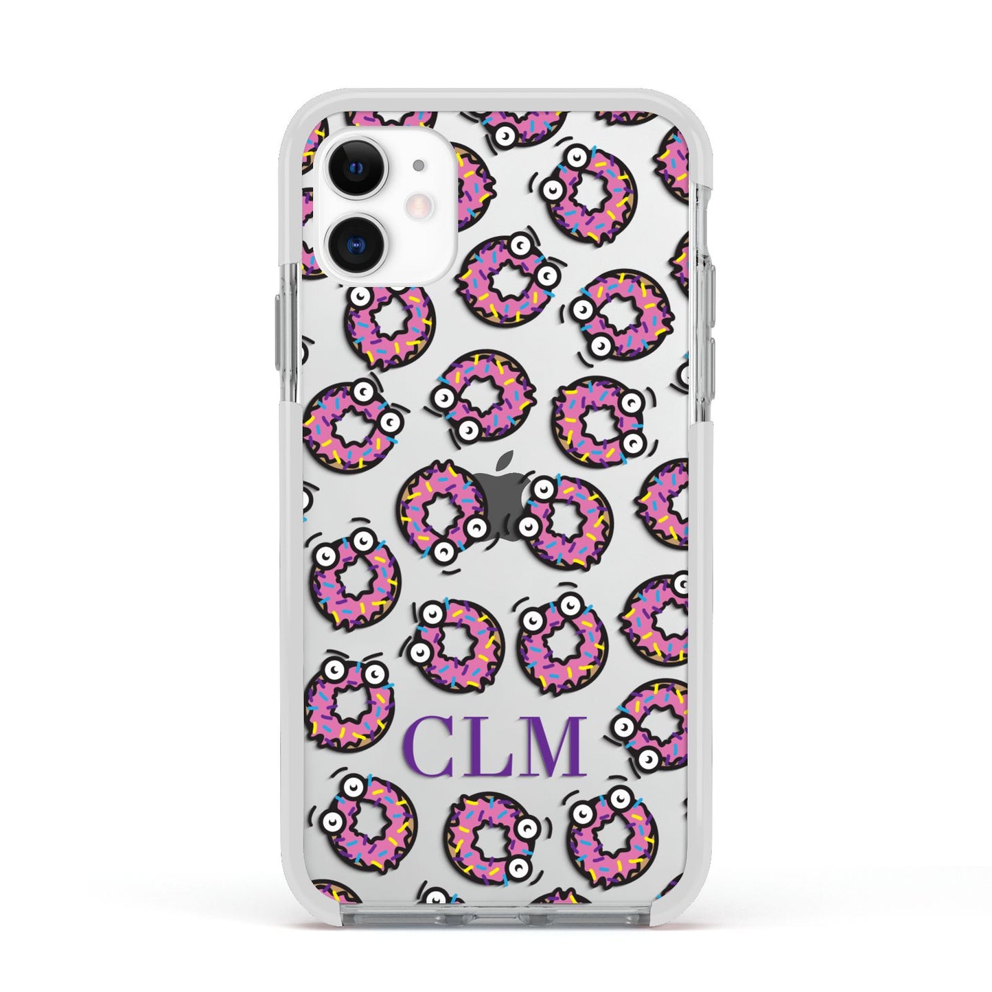 Personalised Donut Initials Apple iPhone 11 in White with White Impact Case