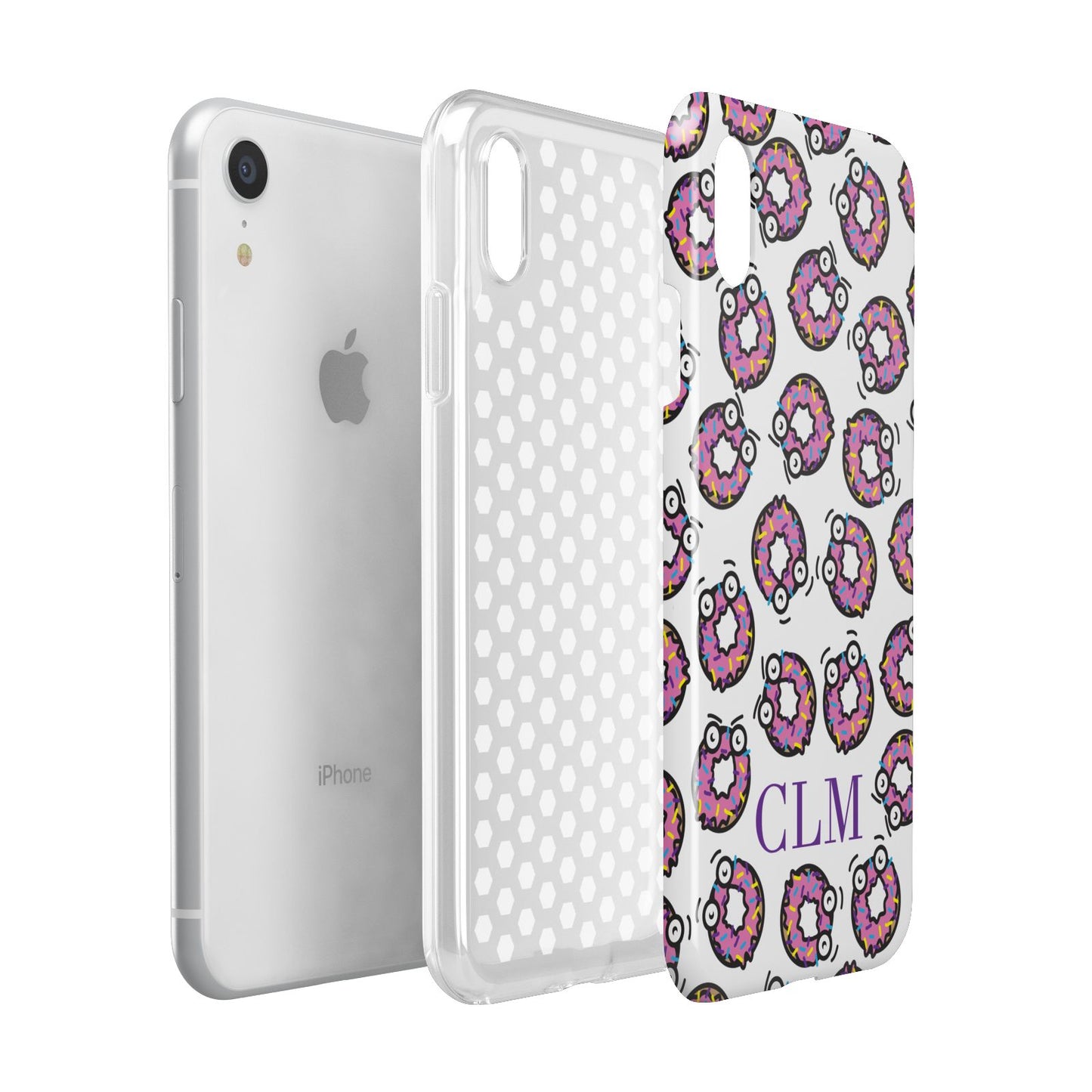 Personalised Donut Initials Apple iPhone XR White 3D Tough Case Expanded view