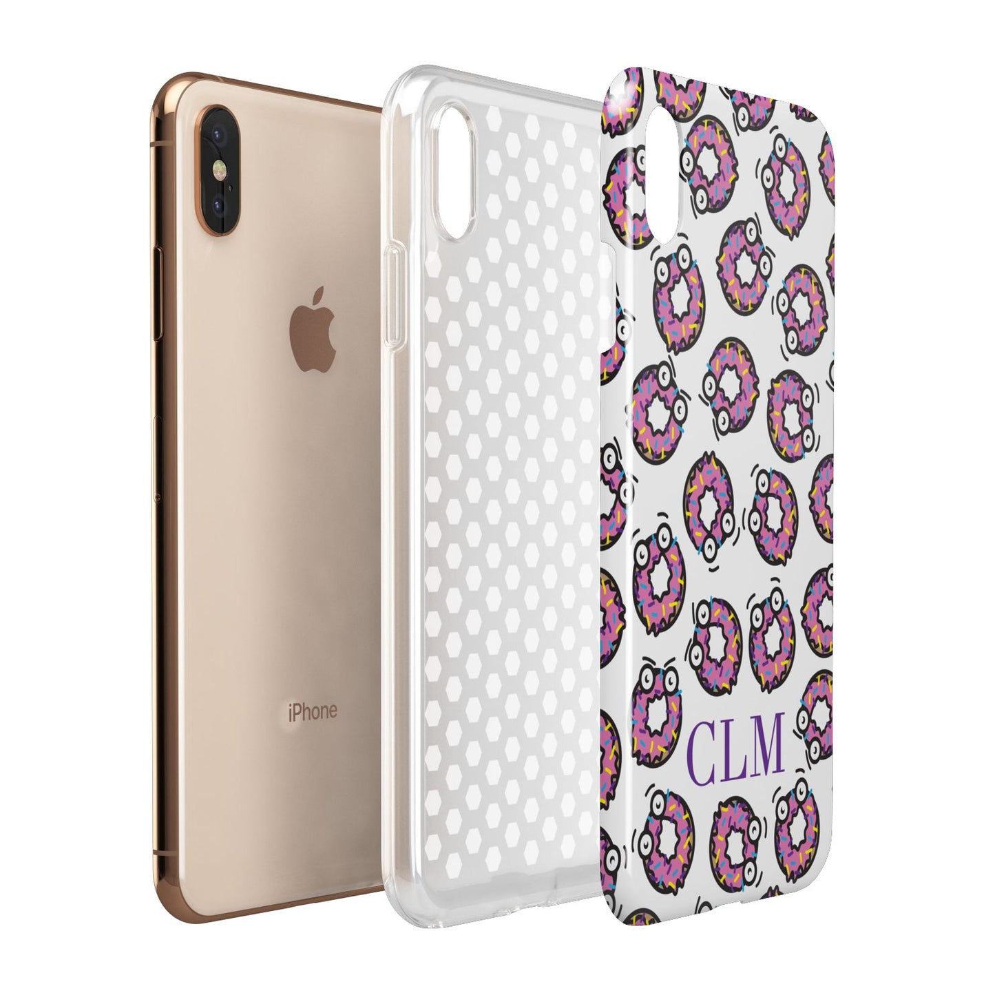 Personalised Donut Initials Apple iPhone Xs Max 3D Tough Case Expanded View