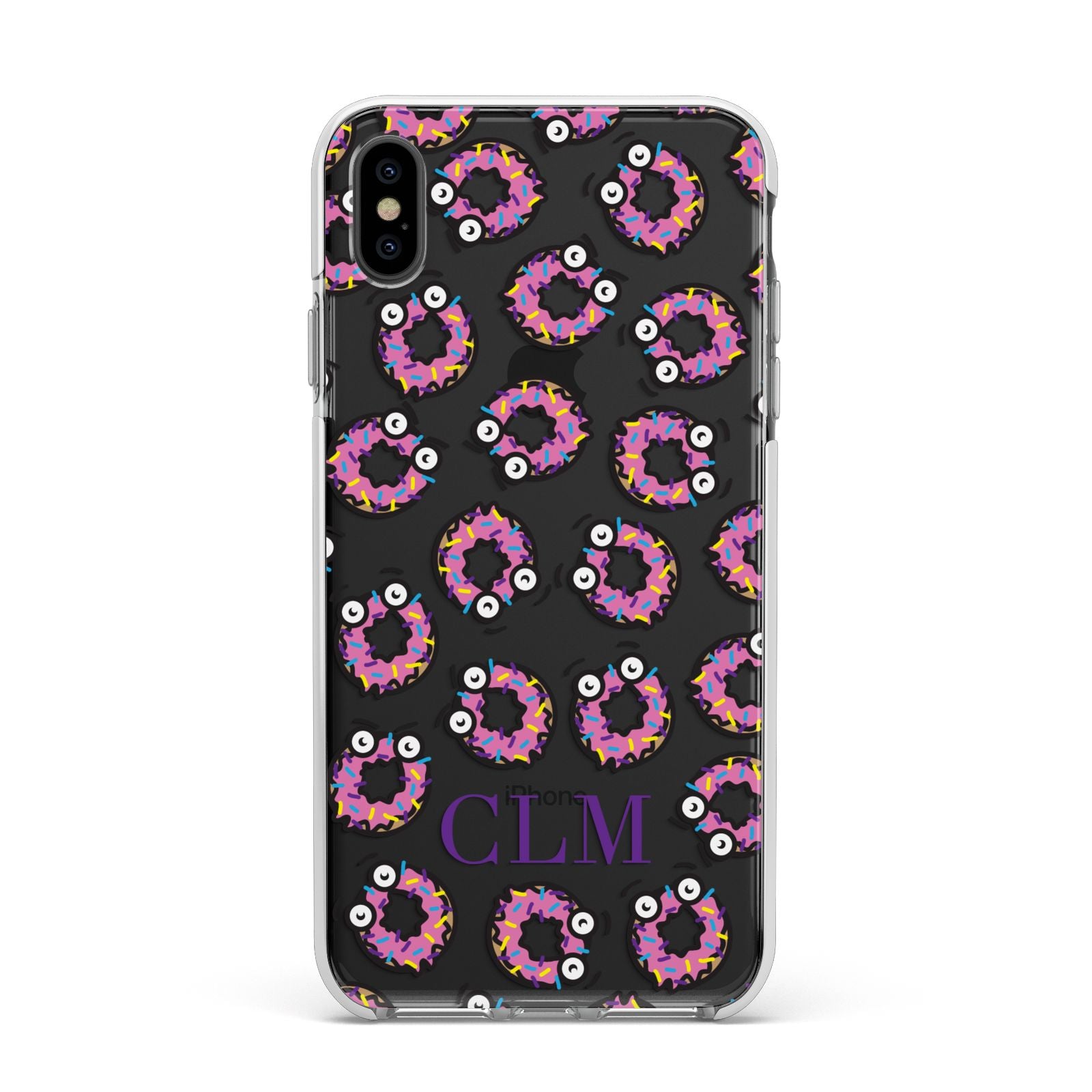 Personalised Donut Initials Apple iPhone Xs Max Impact Case White Edge on Black Phone