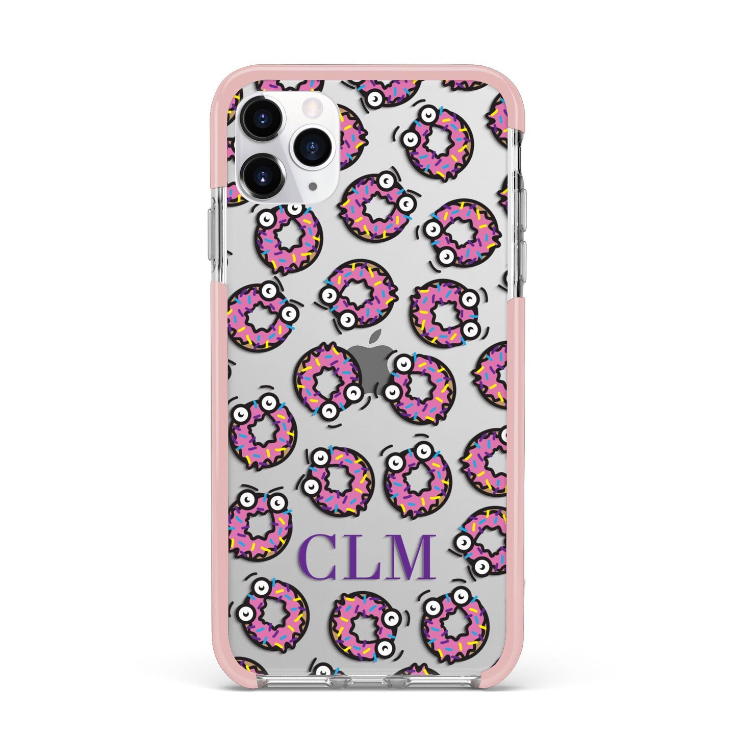 Personalised Donut Initials iPhone 11 Pro Max Impact Pink Edge Case