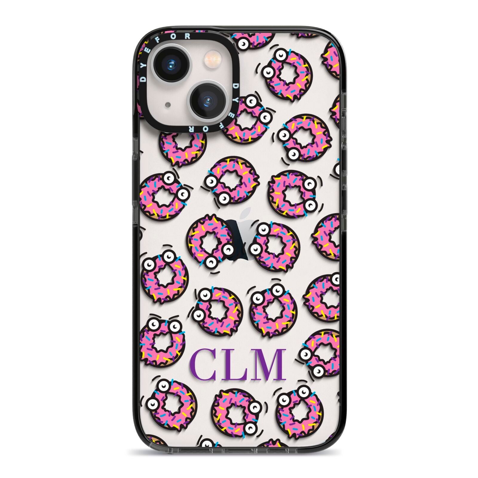 Personalised Donut Initials iPhone 13 Black Impact Case on Silver phone