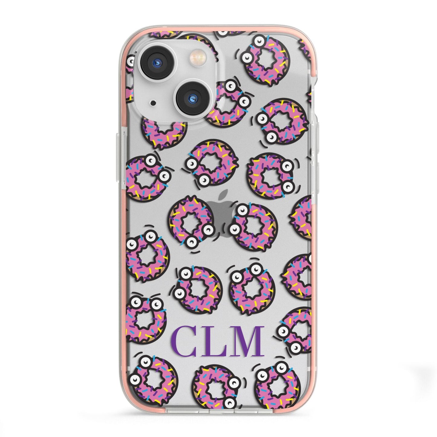 Personalised Donut Initials iPhone 13 Mini TPU Impact Case with Pink Edges