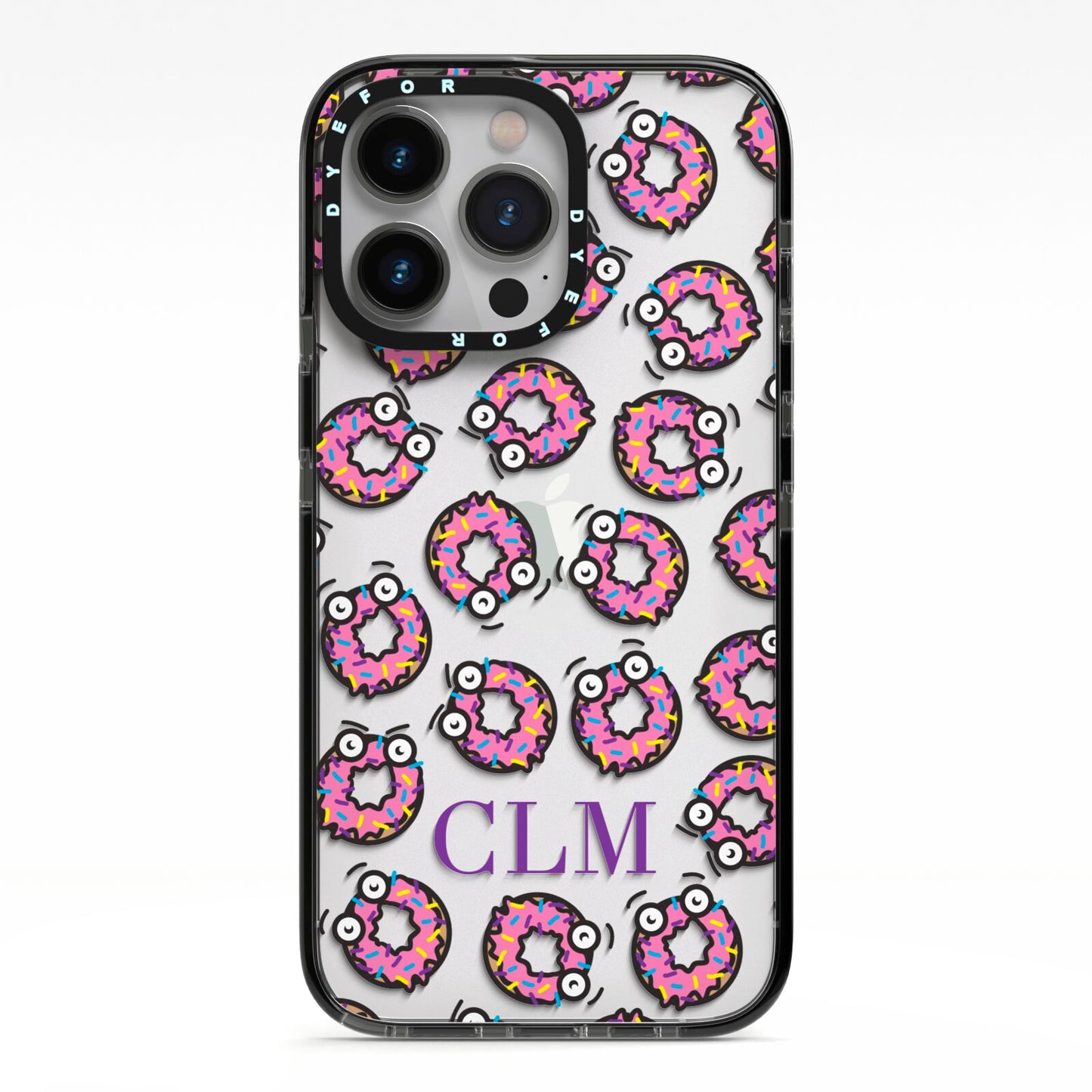 Personalised Donut Initials iPhone 13 Pro Black Impact Case on Silver phone