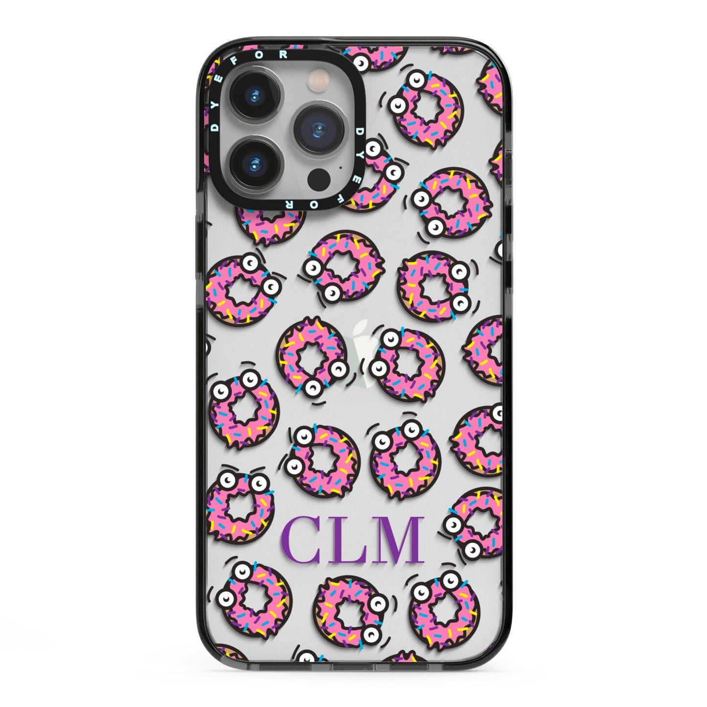 Personalised Donut Initials iPhone 13 Pro Max Black Impact Case on Silver phone