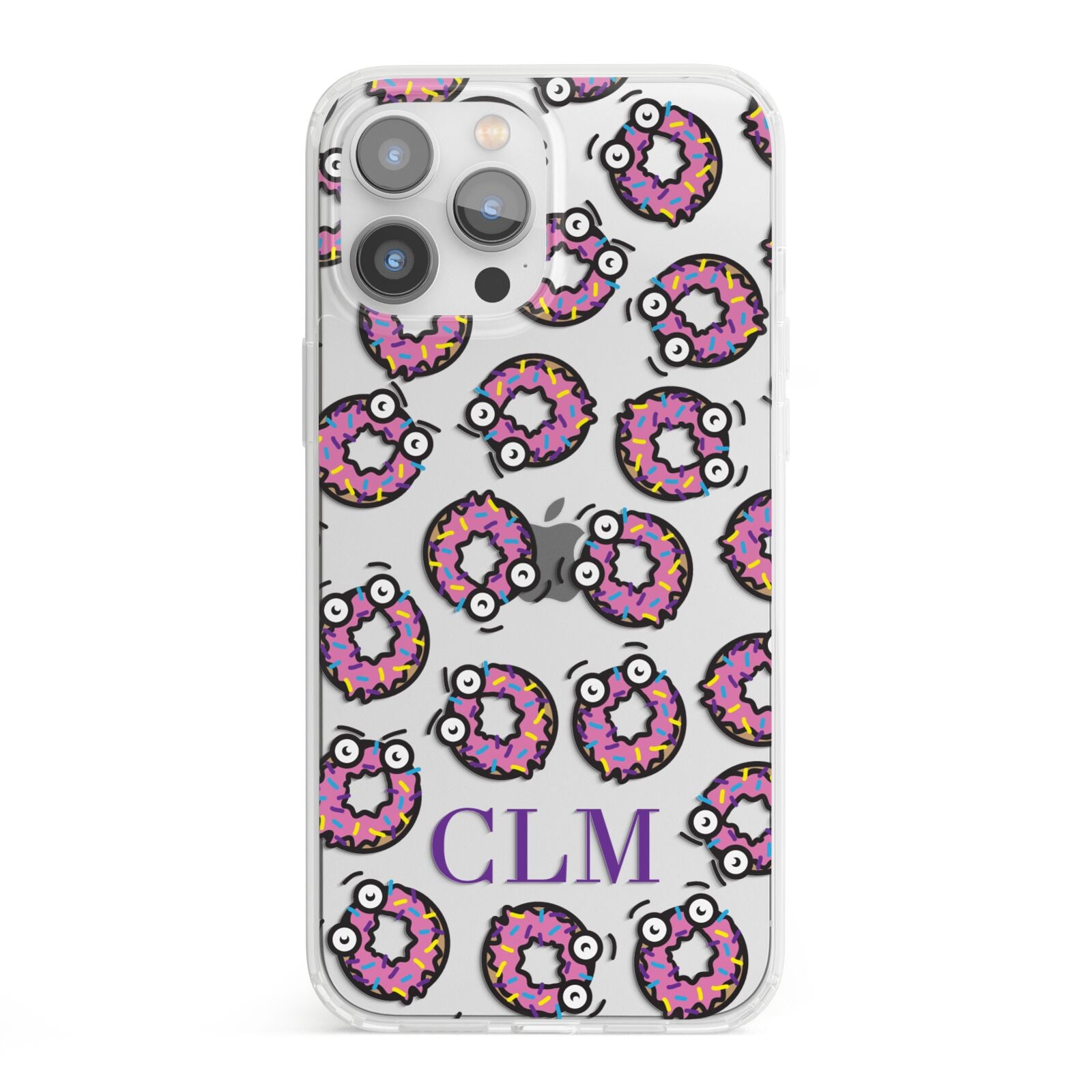 Personalised Donut Initials iPhone 13 Pro Max Clear Bumper Case