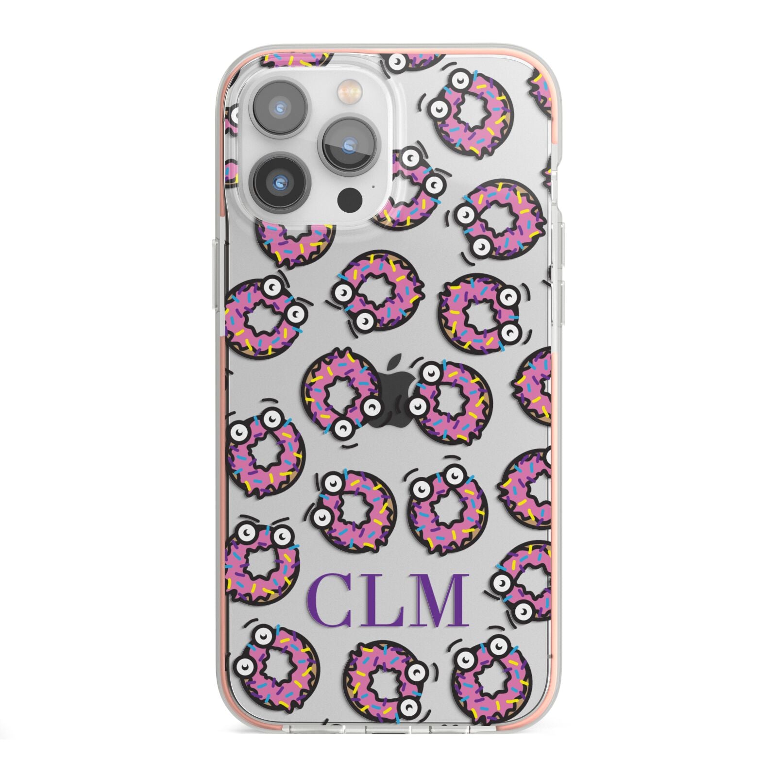 Personalised Donut Initials iPhone 13 Pro Max TPU Impact Case with Pink Edges