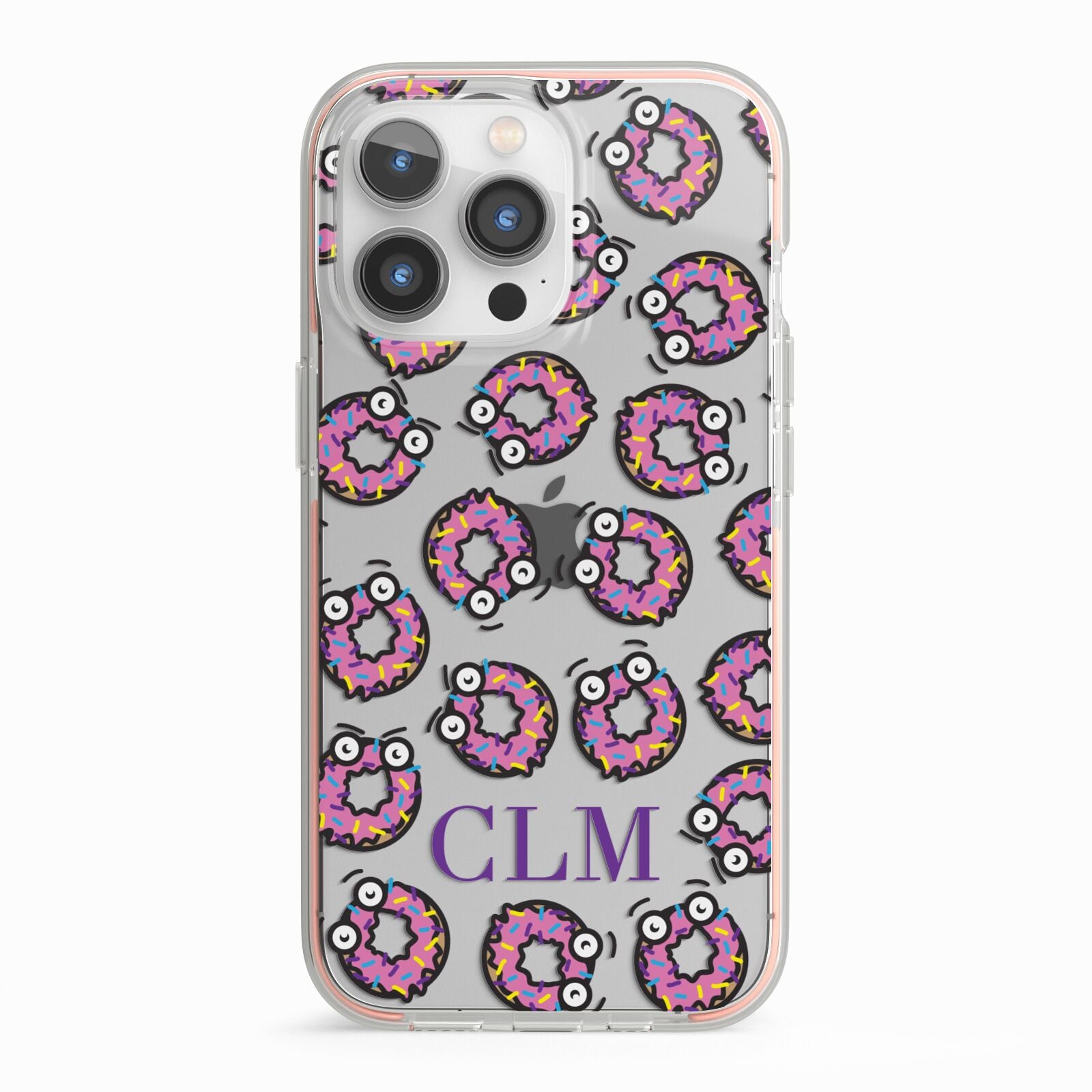 Personalised Donut Initials iPhone 13 Pro TPU Impact Case with Pink Edges