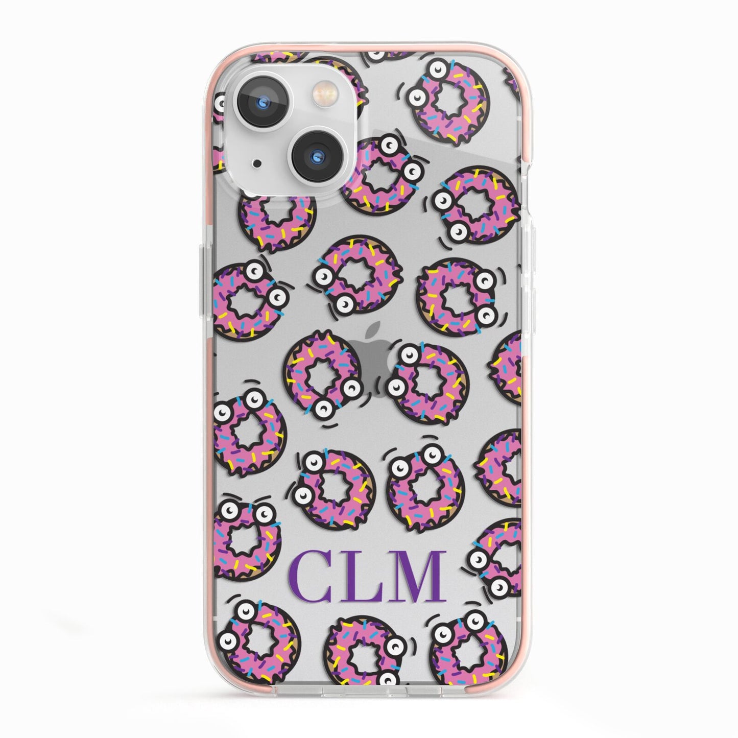 Personalised Donut Initials iPhone 13 TPU Impact Case with Pink Edges