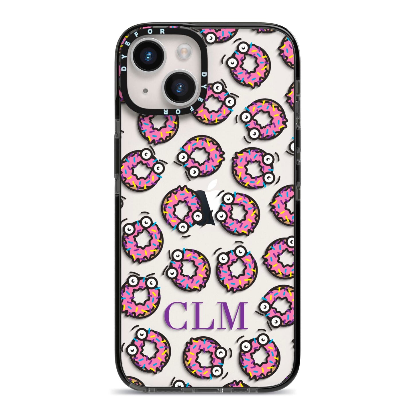 Personalised Donut Initials iPhone 14 Black Impact Case on Silver phone