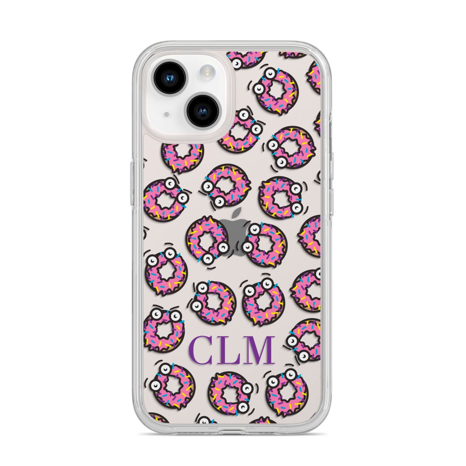 Personalised Donut Initials iPhone 14 Clear Tough Case Starlight