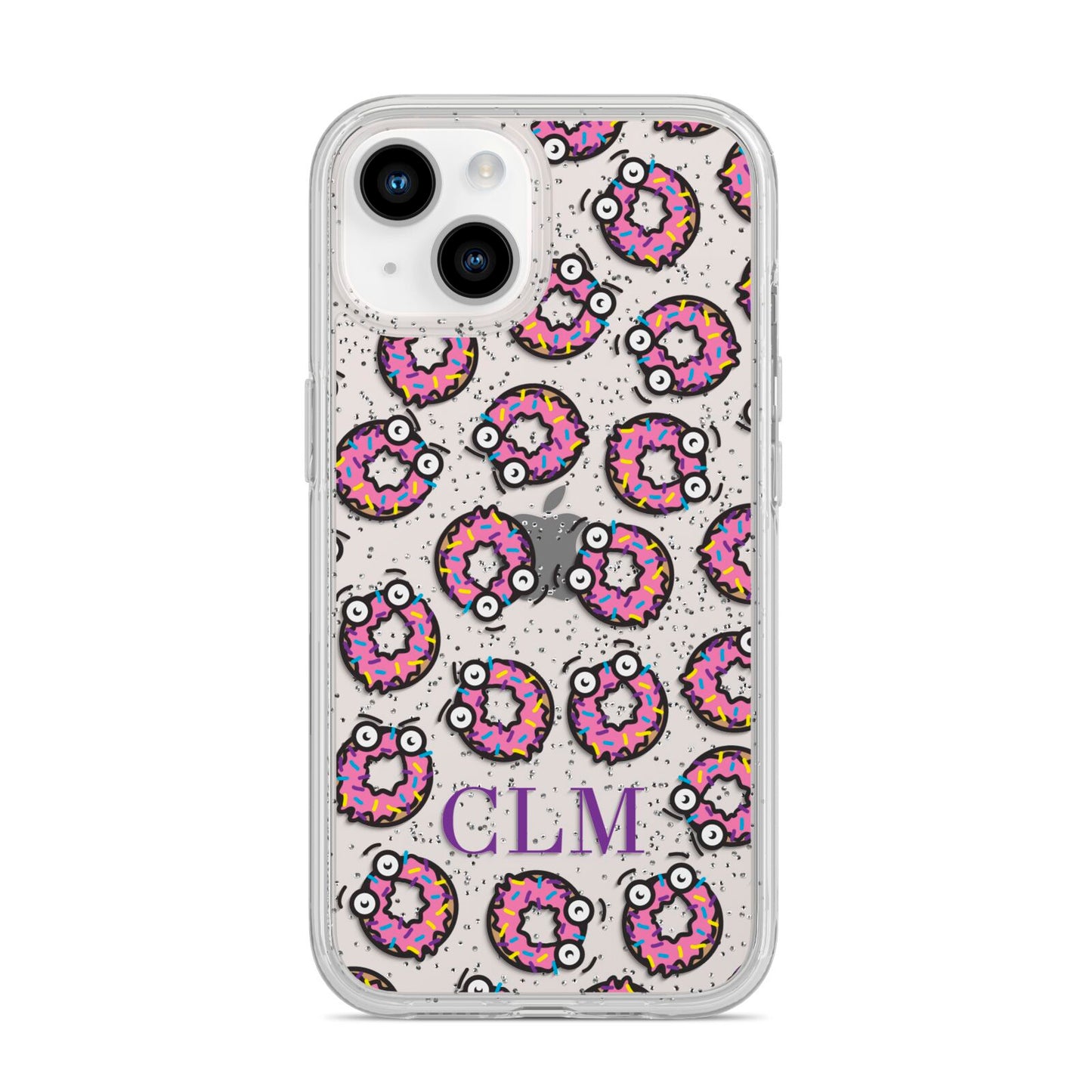 Personalised Donut Initials iPhone 14 Glitter Tough Case Starlight