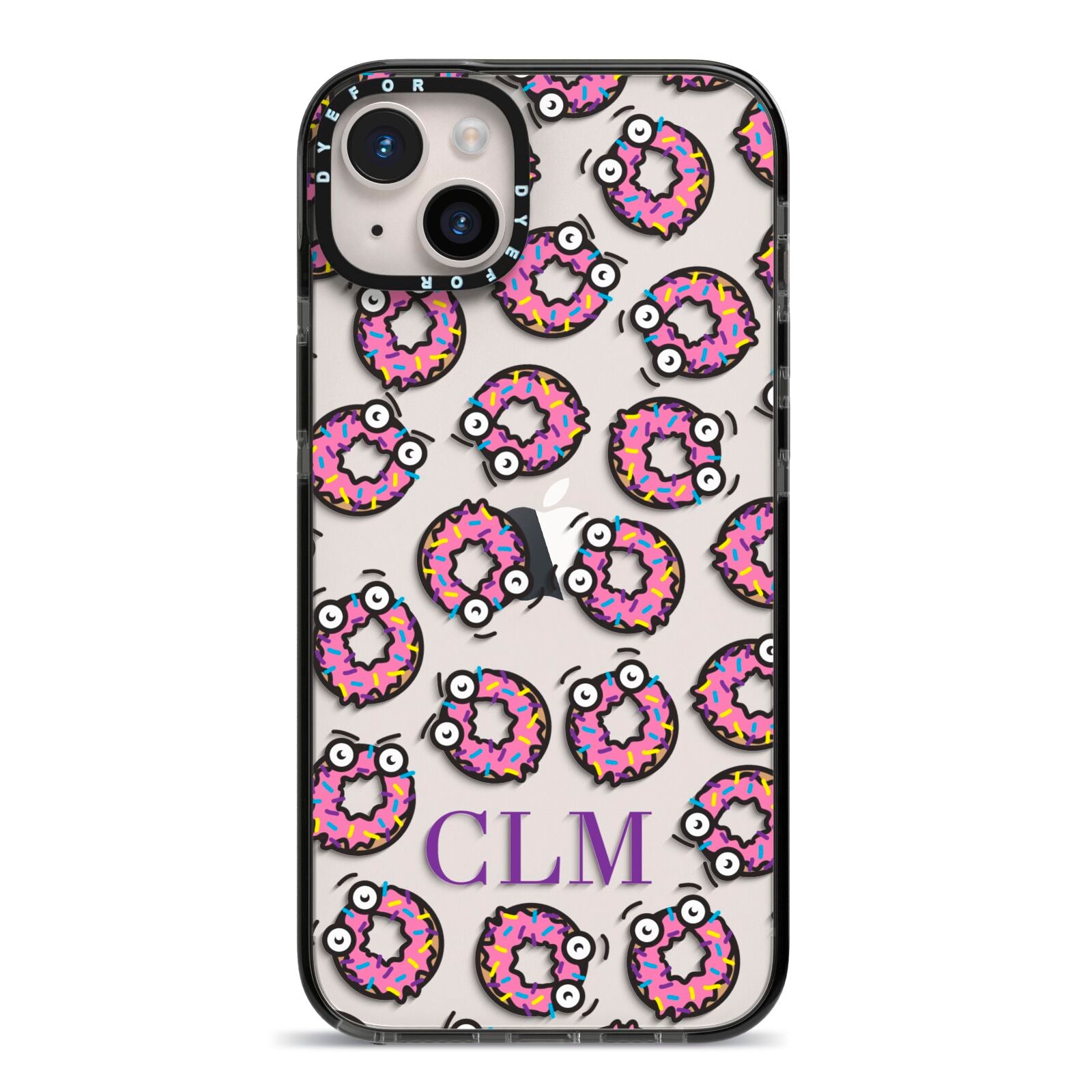 Personalised Donut Initials iPhone 14 Plus Black Impact Case on Silver phone