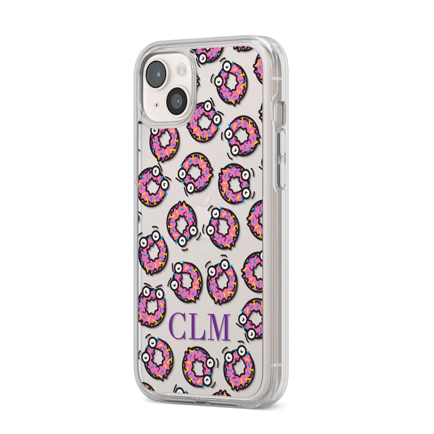 Personalised Donut Initials iPhone 14 Plus Clear Tough Case Starlight Angled Image