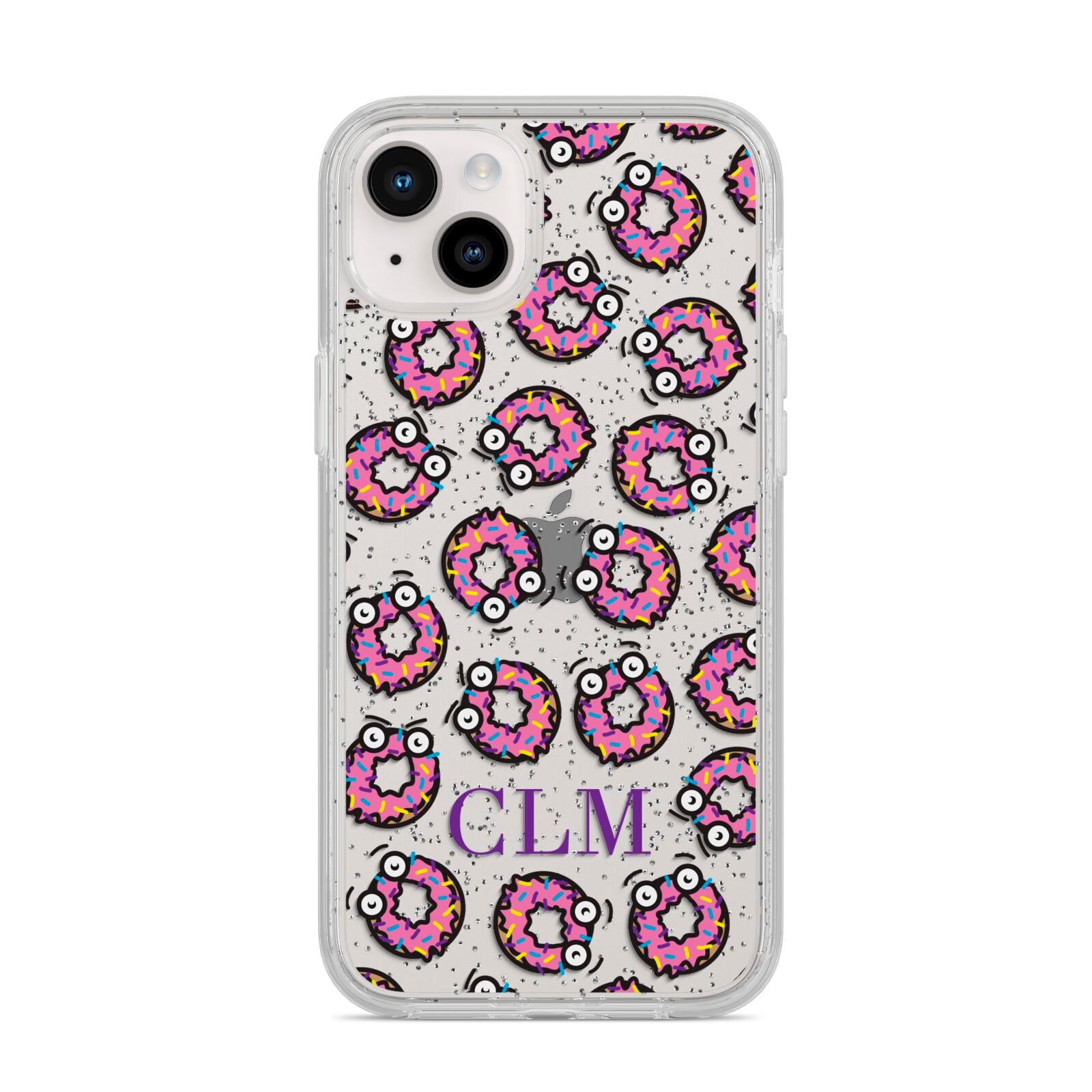 Personalised Donut Initials iPhone 14 Plus Glitter Tough Case Starlight