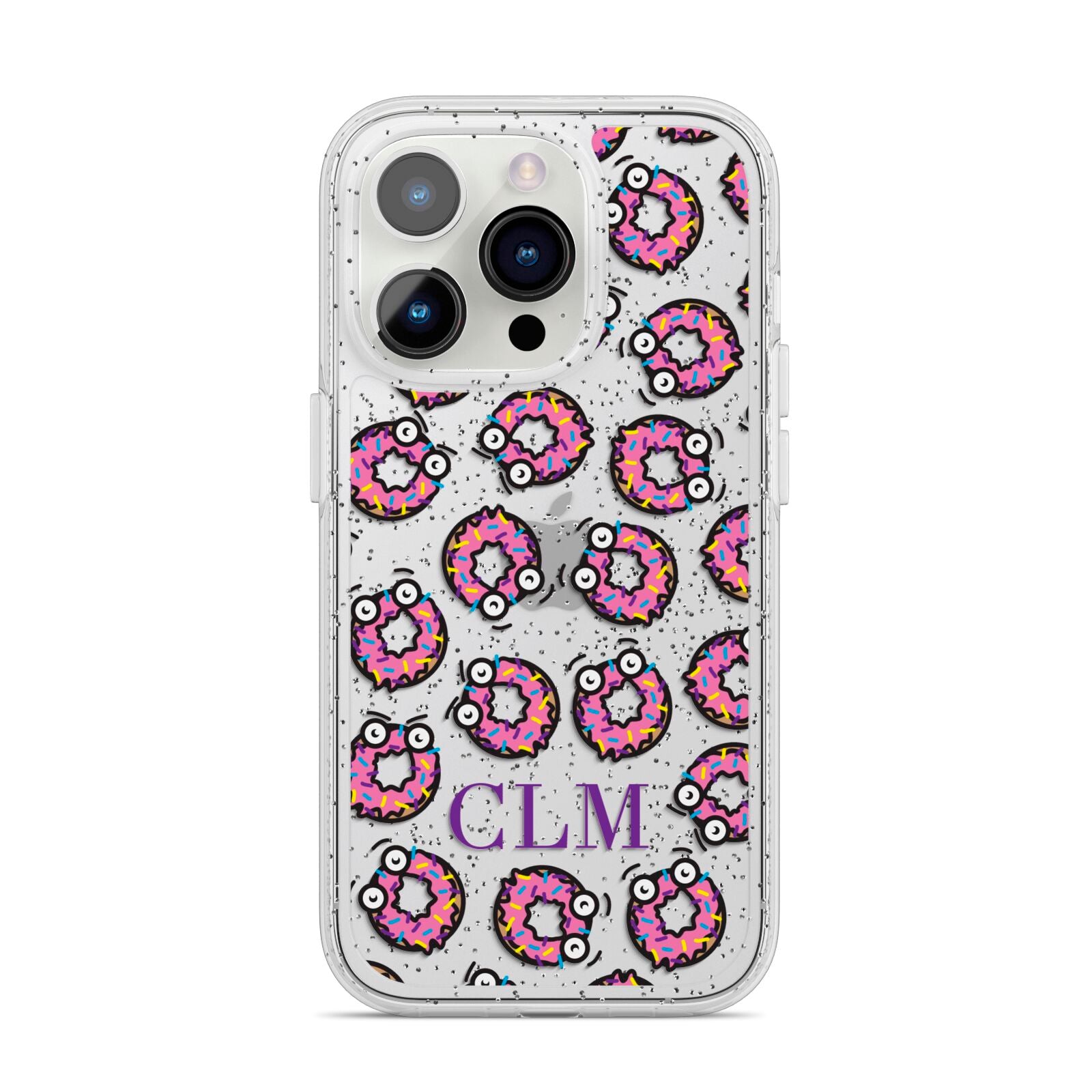 Personalised Donut Initials iPhone 14 Pro Glitter Tough Case Silver