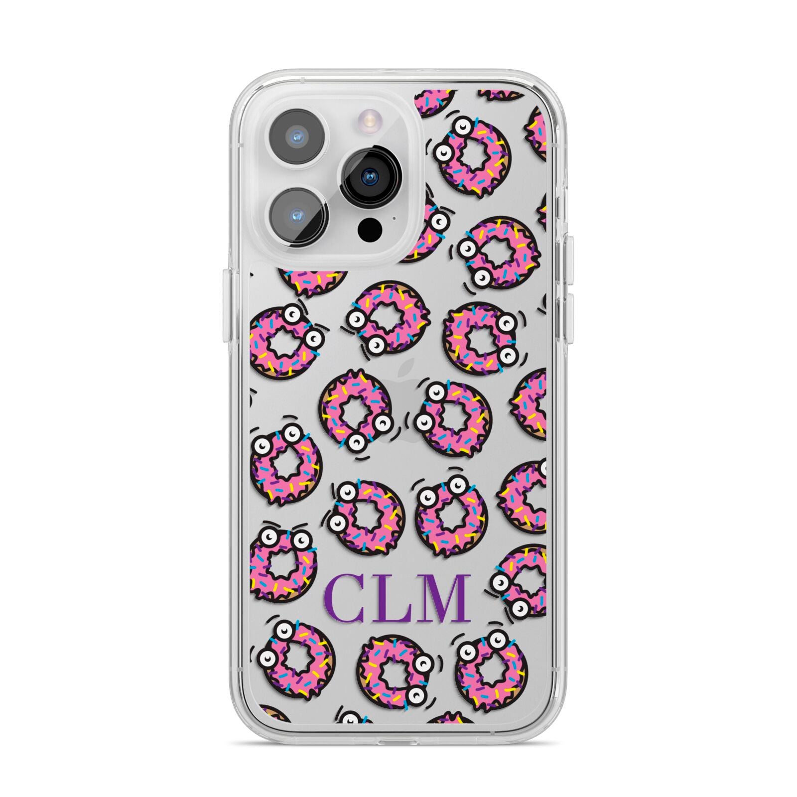 Personalised Donut Initials iPhone 14 Pro Max Clear Tough Case Silver