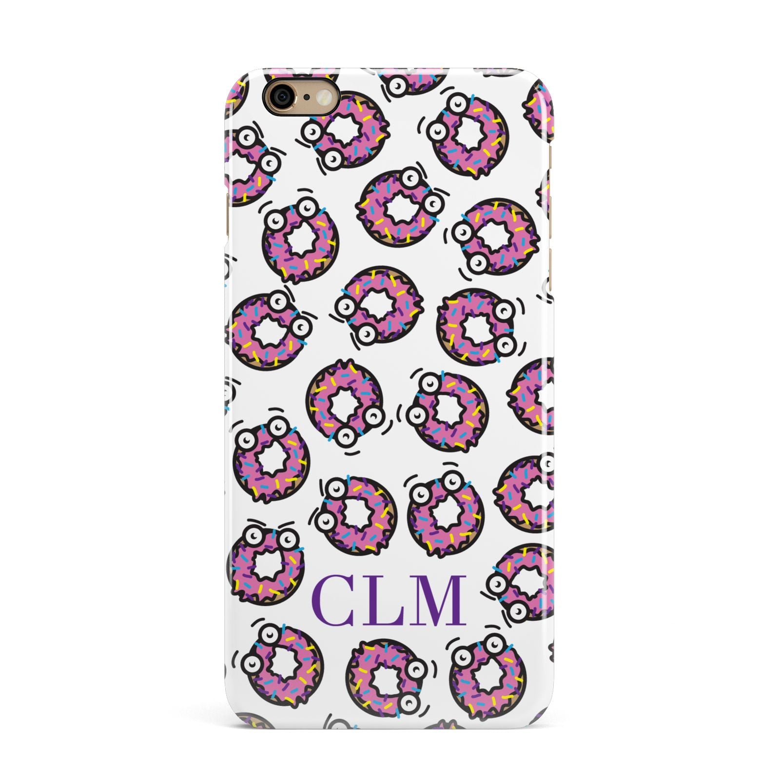 Personalised Donut Initials iPhone 6 Plus 3D Snap Case on Gold Phone