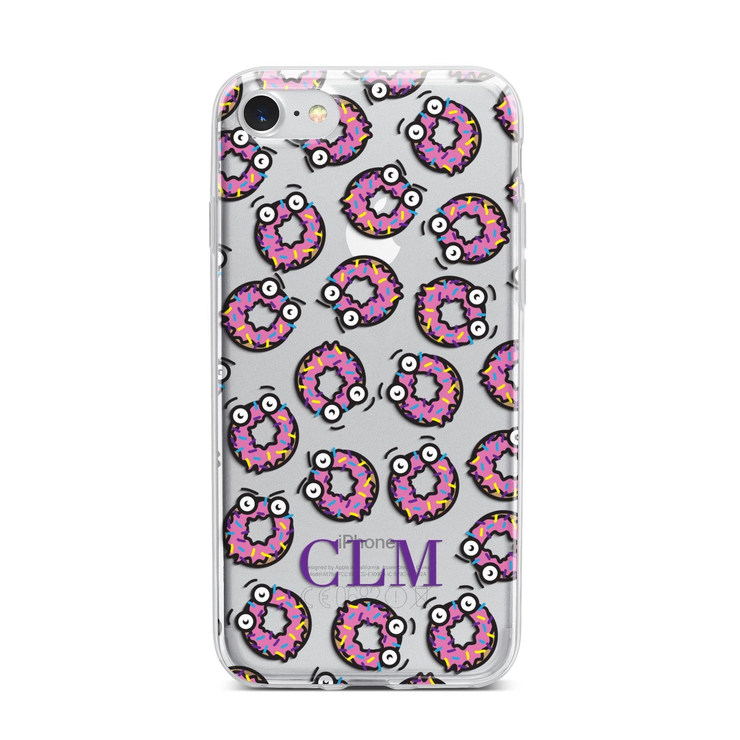 Personalised Donut Initials iPhone 7 Bumper Case on Silver iPhone