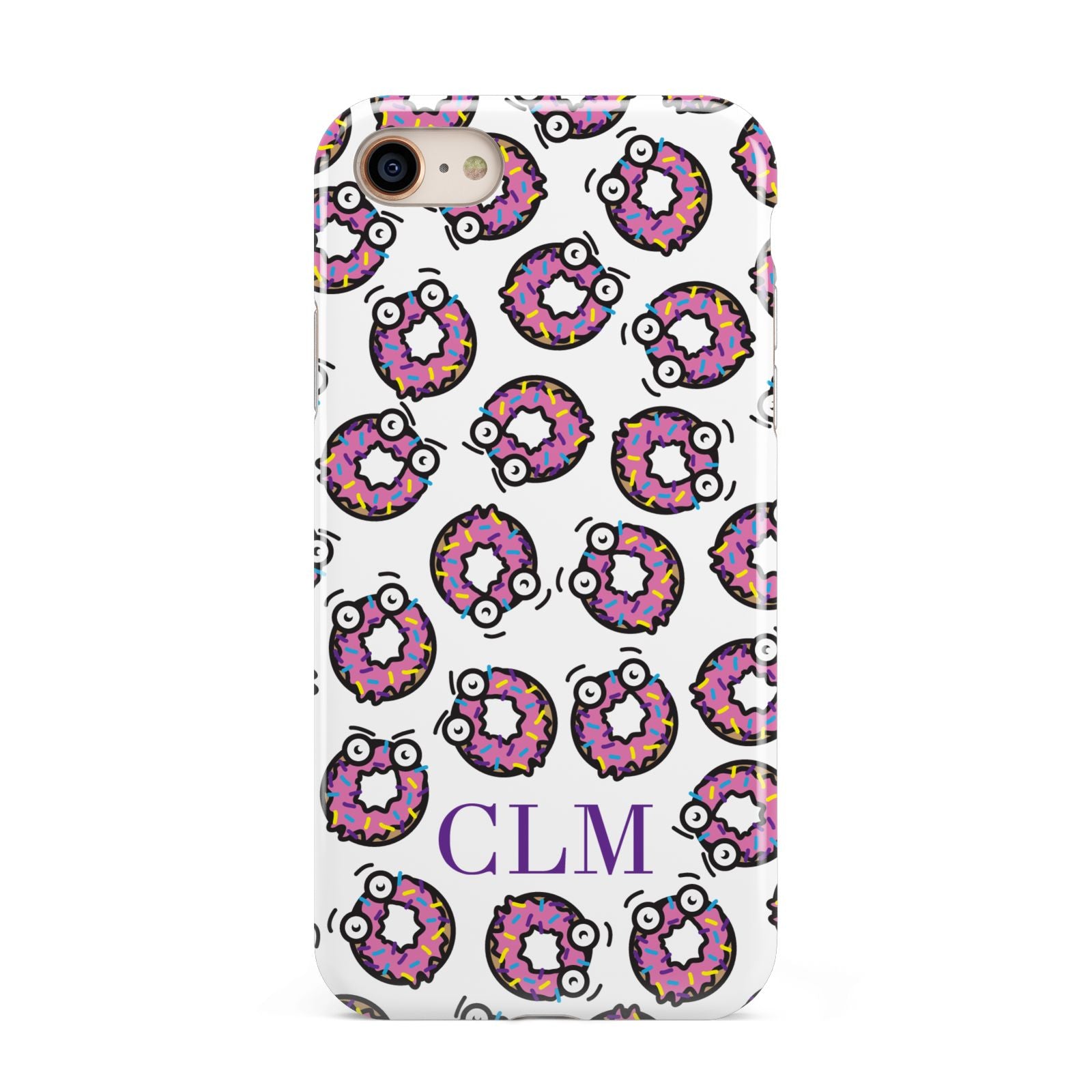 Personalised Donut Initials iPhone 8 3D Tough Case on Gold Phone