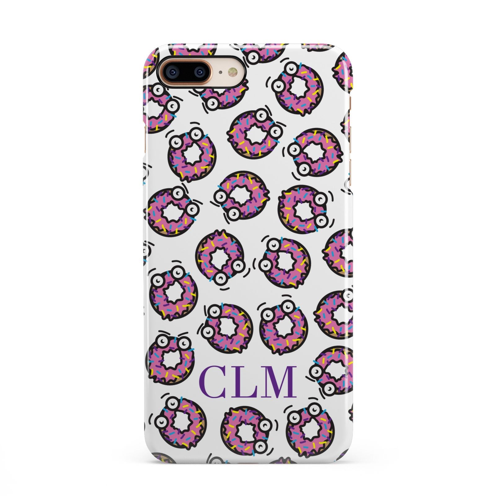 Personalised Donut Initials iPhone 8 Plus 3D Snap Case on Gold Phone