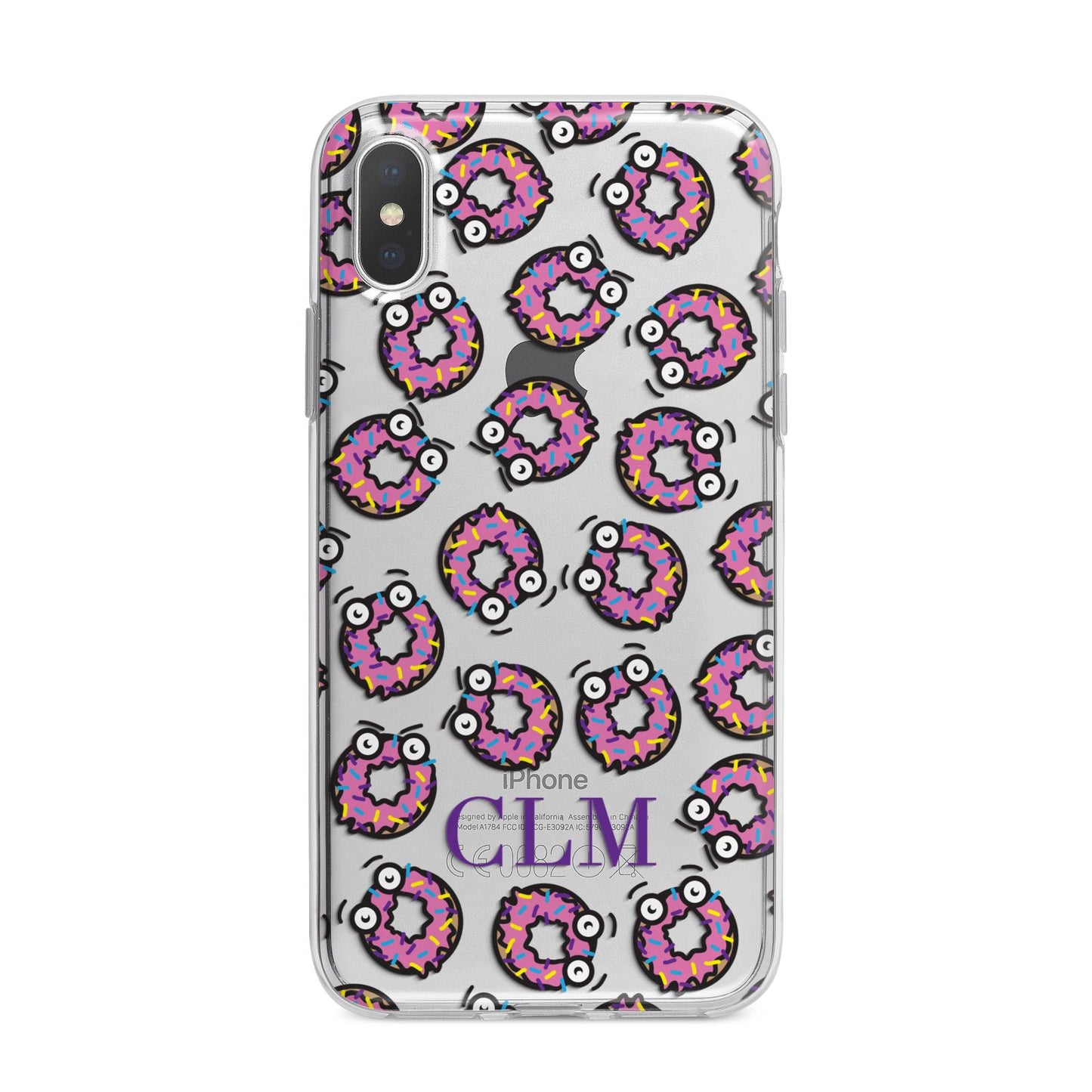 Personalised Donut Initials iPhone X Bumper Case on Silver iPhone Alternative Image 1