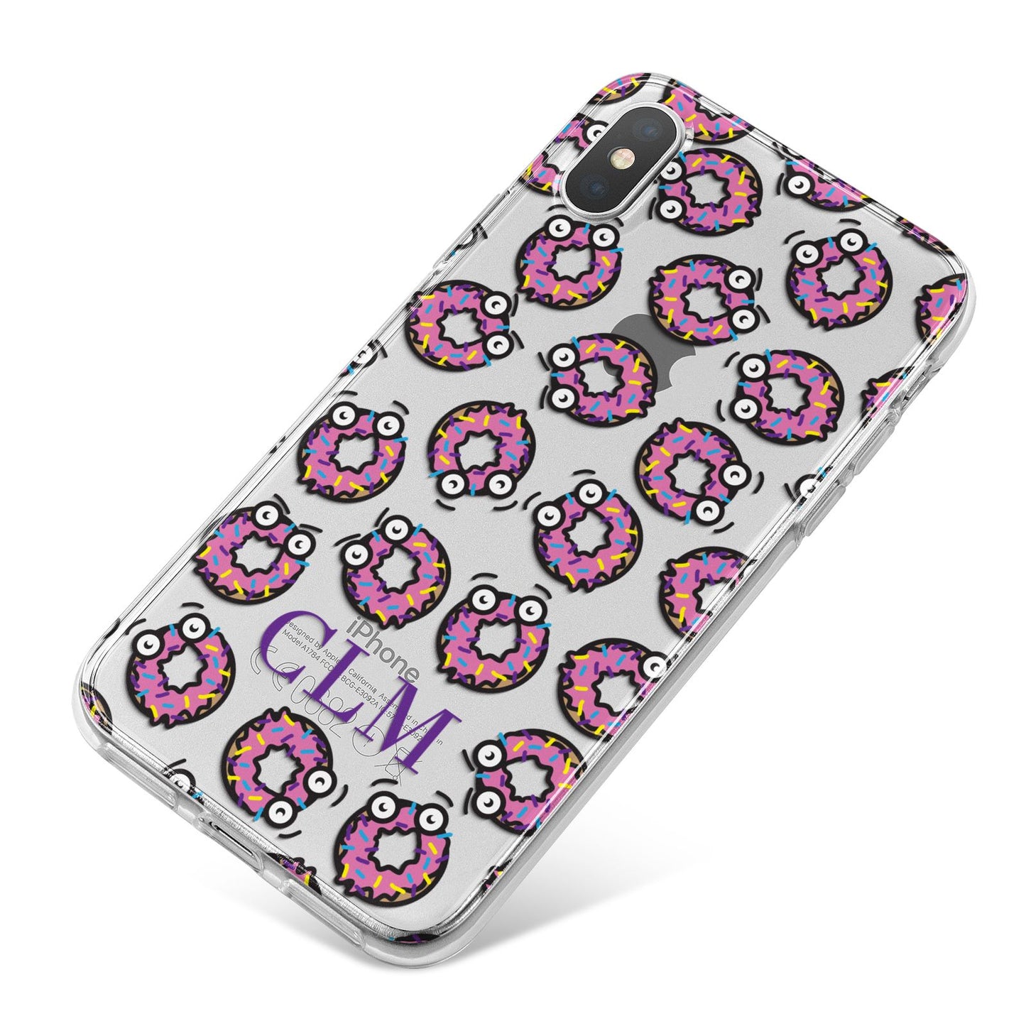 Personalised Donut Initials iPhone X Bumper Case on Silver iPhone