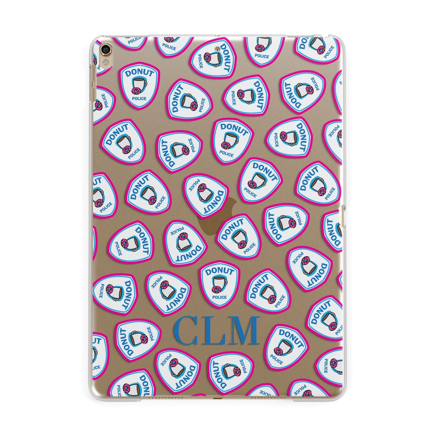 Personalised Donut Police Initials Apple iPad Gold Case