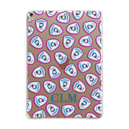 Personalised Donut Police Initials Apple iPad Gold Case