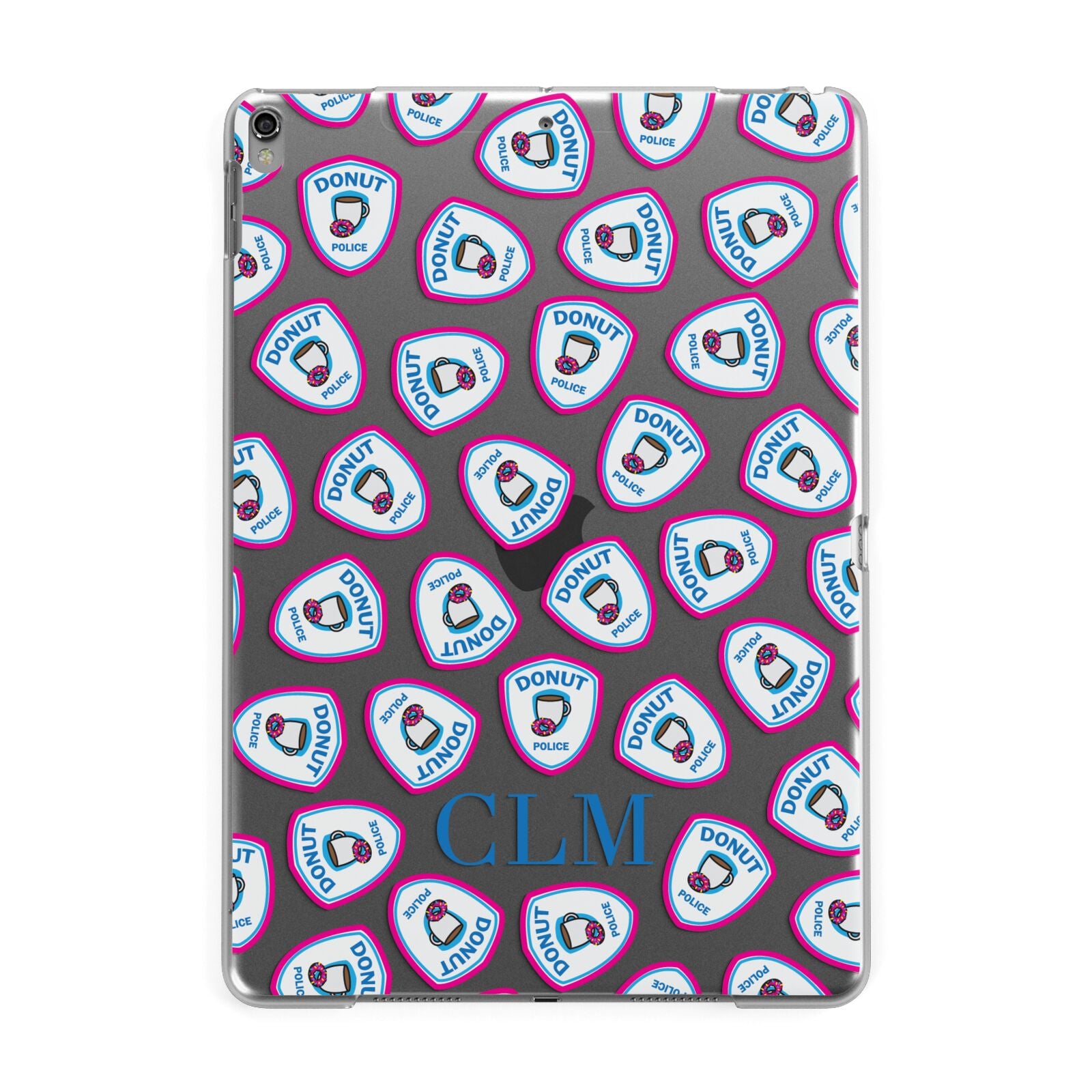 Personalised Donut Police Initials Apple iPad Grey Case