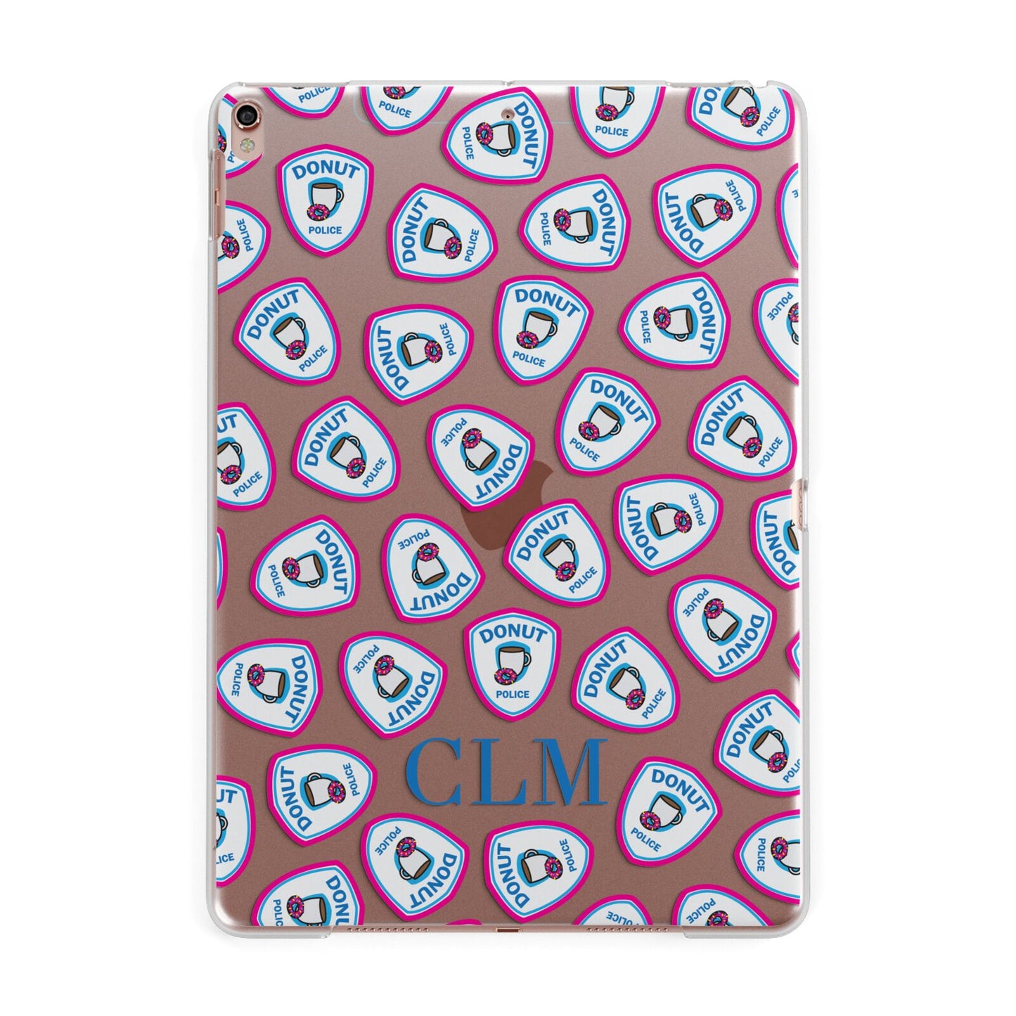 Personalised Donut Police Initials Apple iPad Rose Gold Case