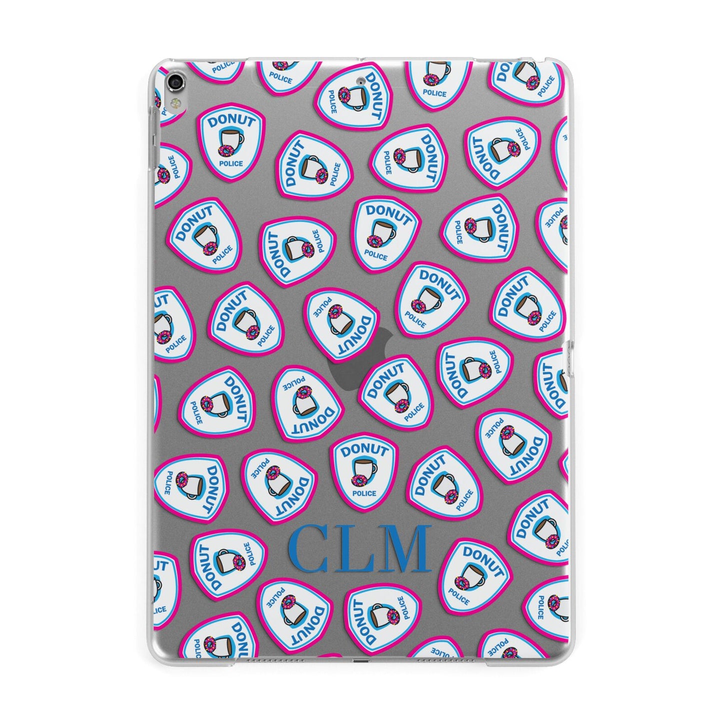 Personalised Donut Police Initials Apple iPad Silver Case