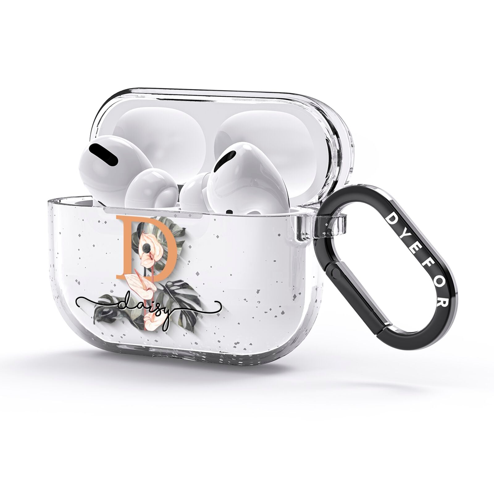 Personalised Dried Flowers AirPods Glitter Case 3rd Gen Side Image