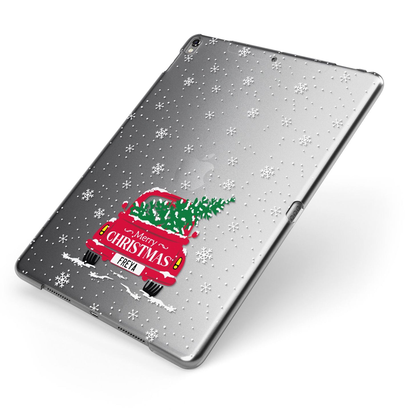 Personalised Driving Home For Christmas Apple iPad Case on Grey iPad Side View