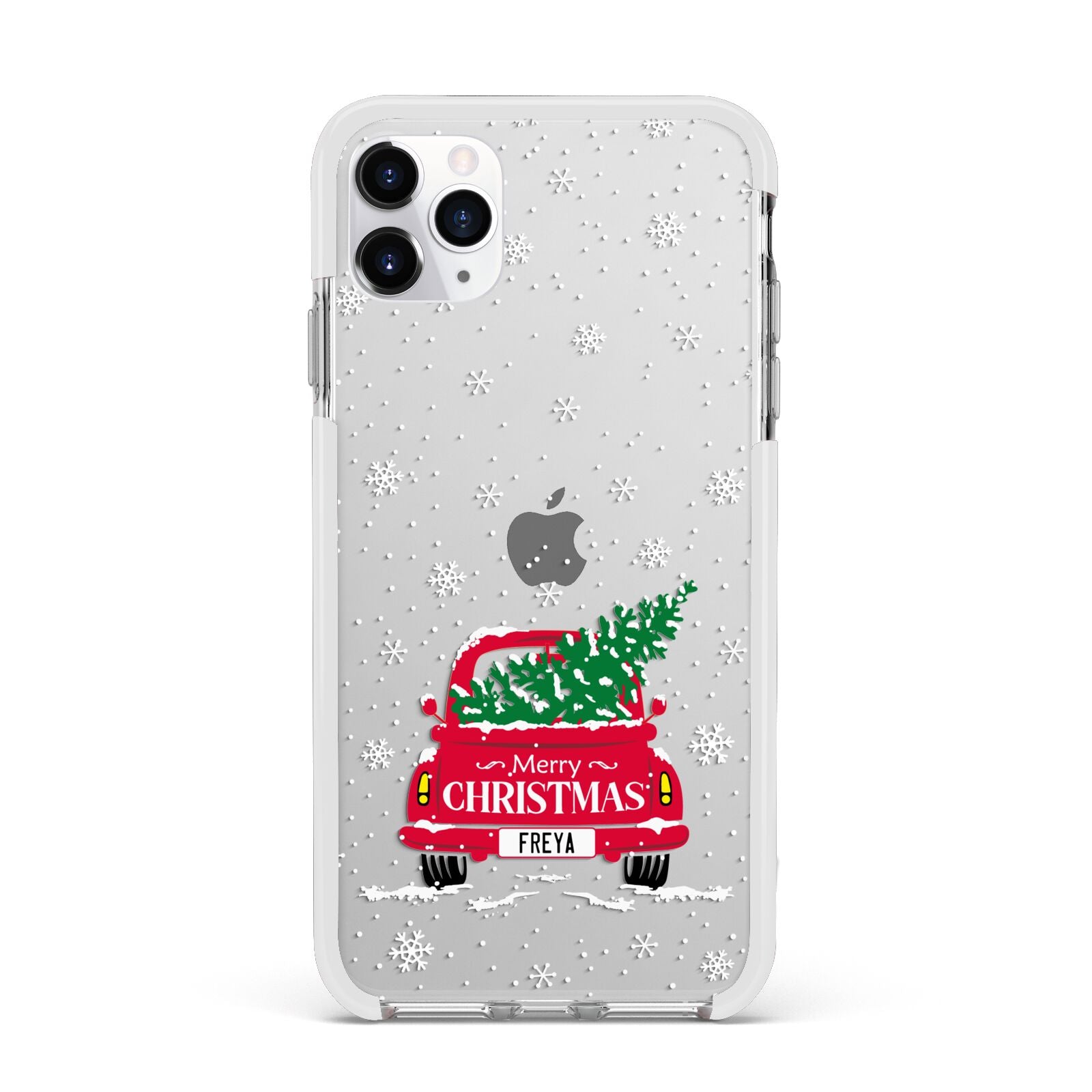 Personalised Driving Home For Christmas Apple iPhone 11 Pro Max in Silver with White Impact Case