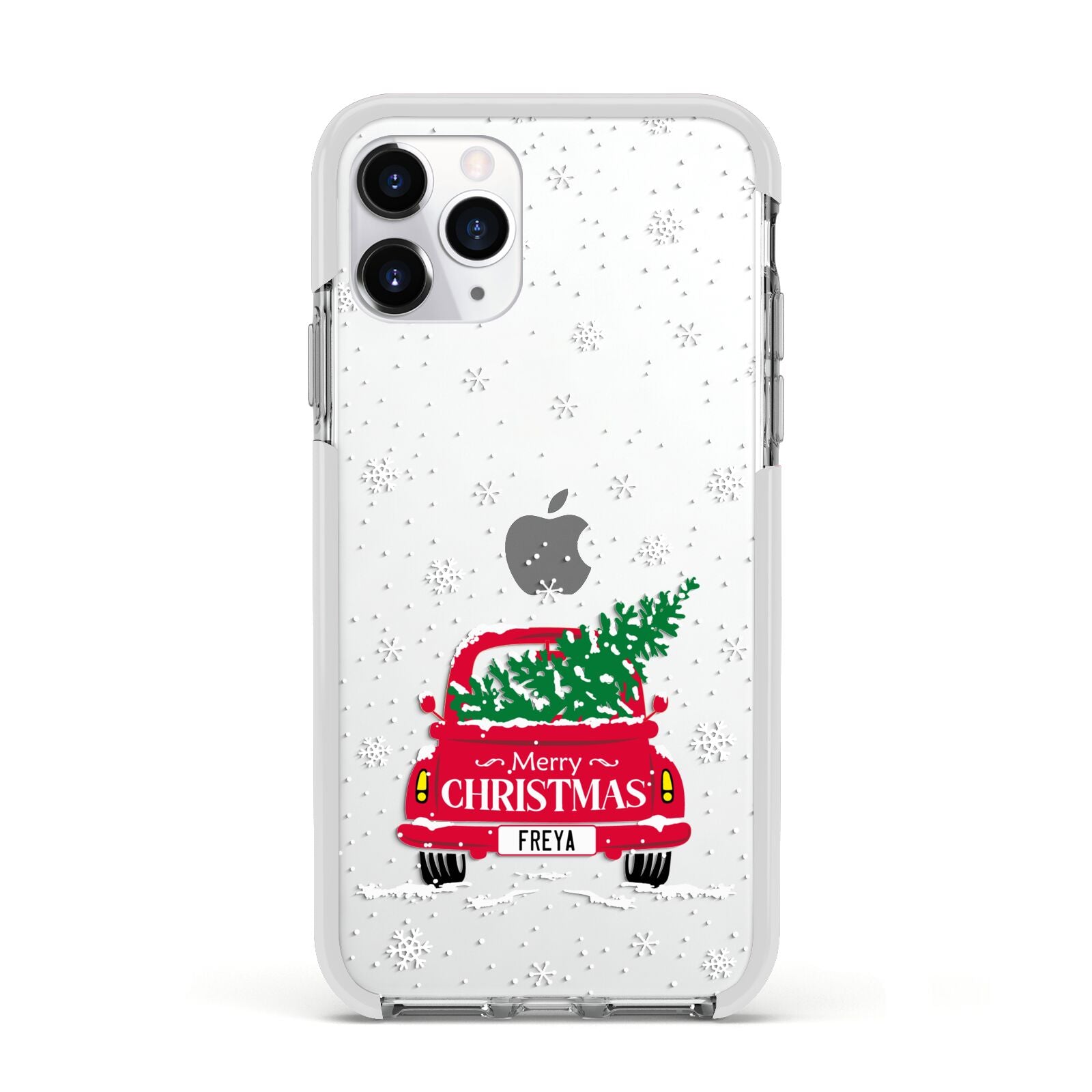 Personalised Driving Home For Christmas Apple iPhone 11 Pro in Silver with White Impact Case