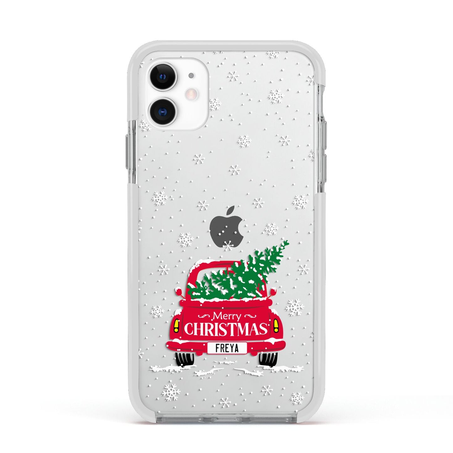Personalised Driving Home For Christmas Apple iPhone 11 in White with White Impact Case