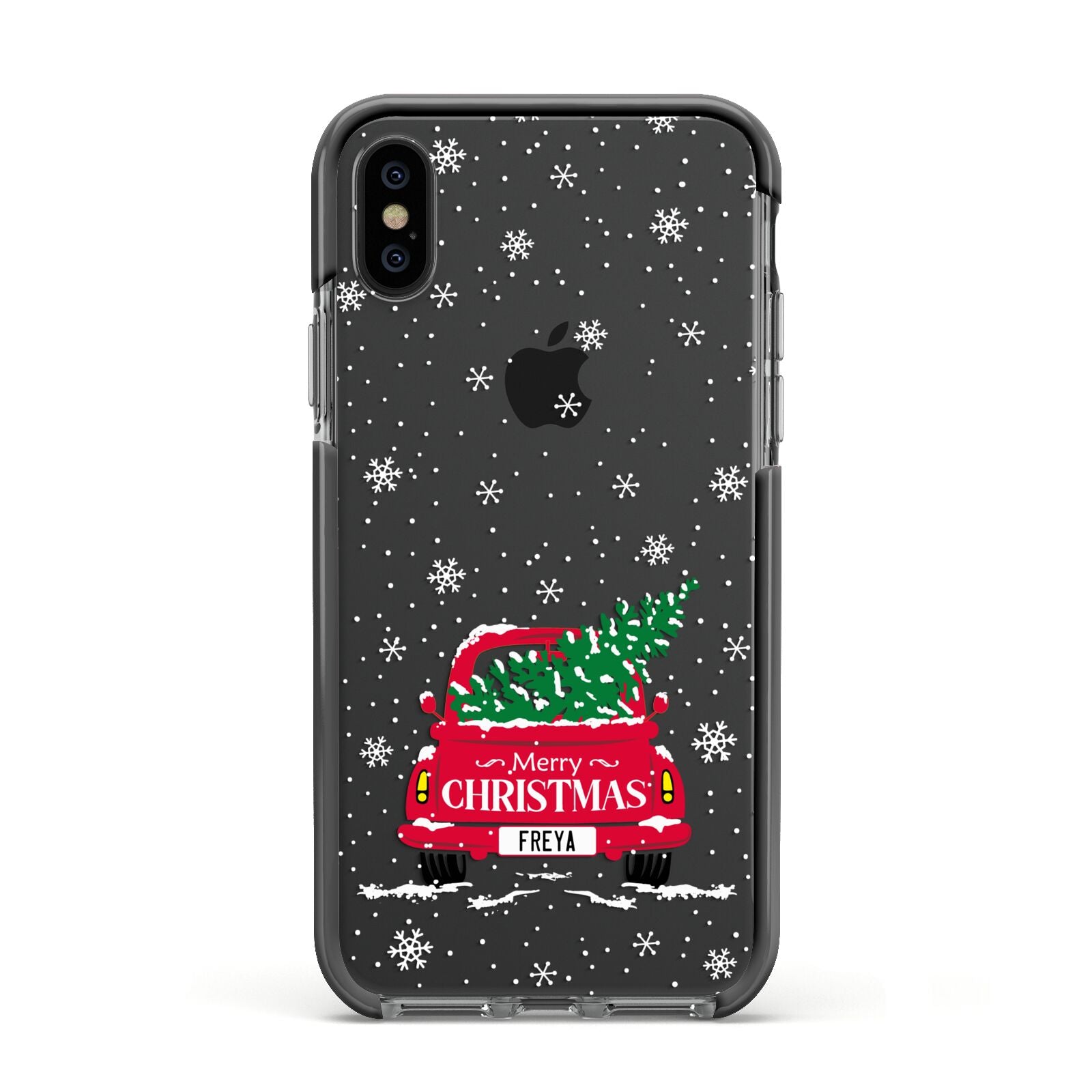 Personalised Driving Home For Christmas Apple iPhone Xs Impact Case Black Edge on Black Phone