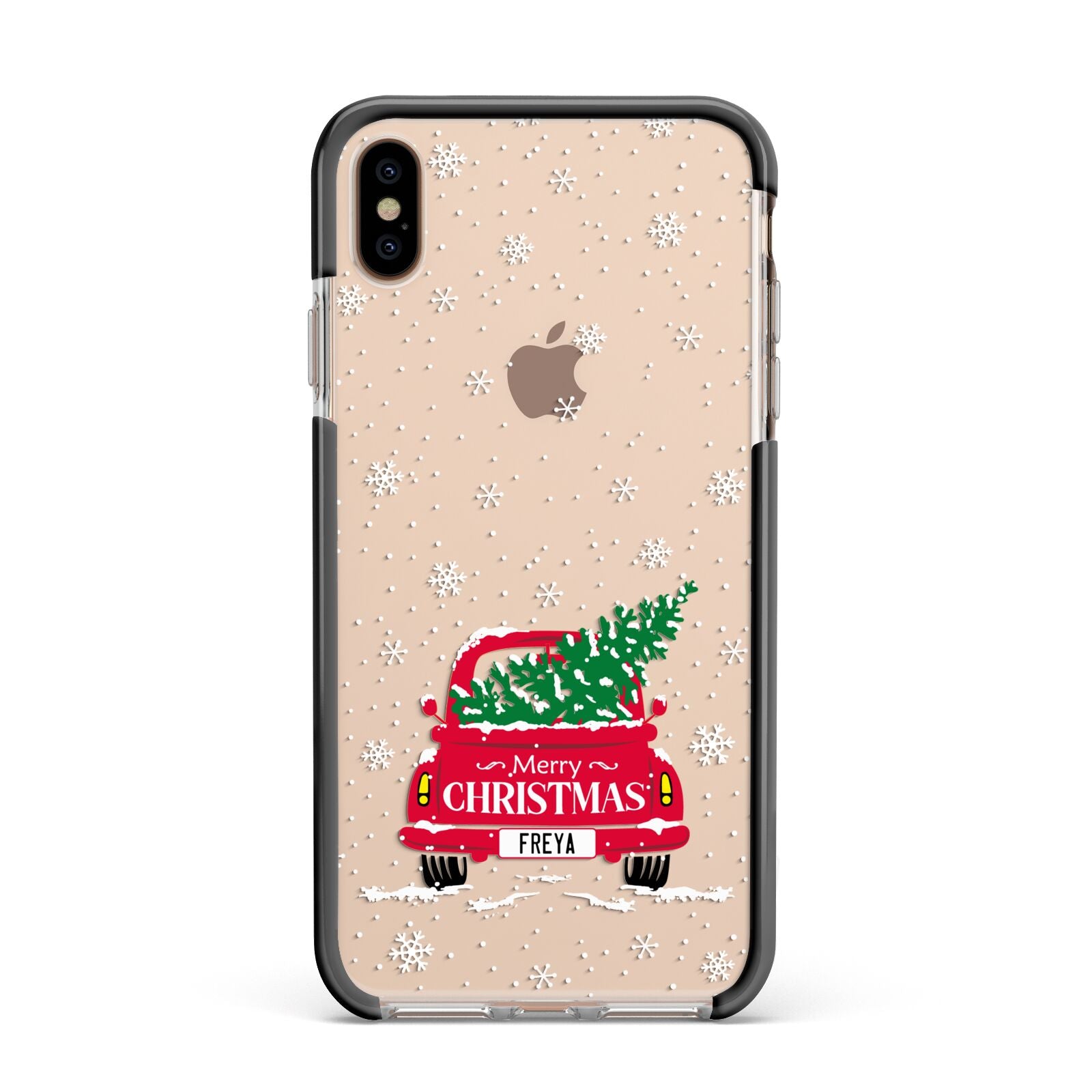 Personalised Driving Home For Christmas Apple iPhone Xs Max Impact Case Black Edge on Gold Phone