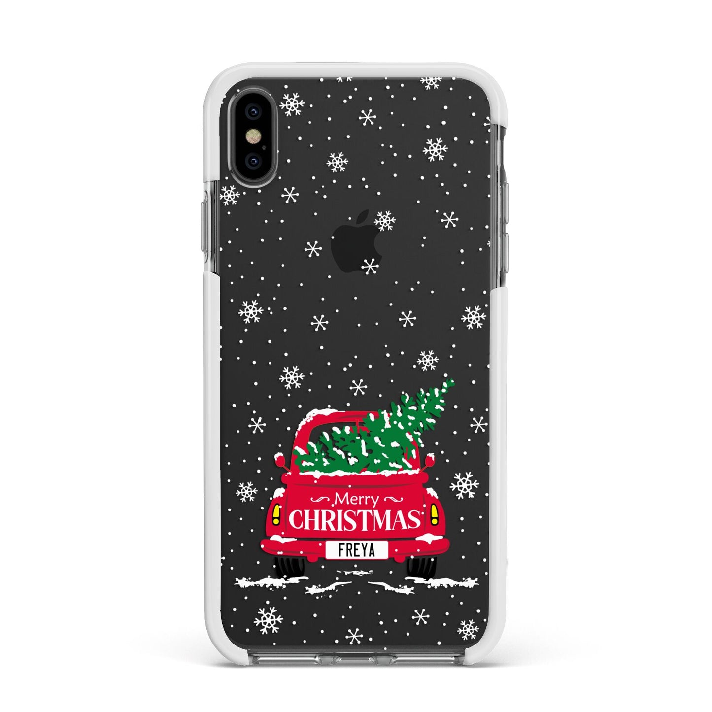 Personalised Driving Home For Christmas Apple iPhone Xs Max Impact Case White Edge on Black Phone