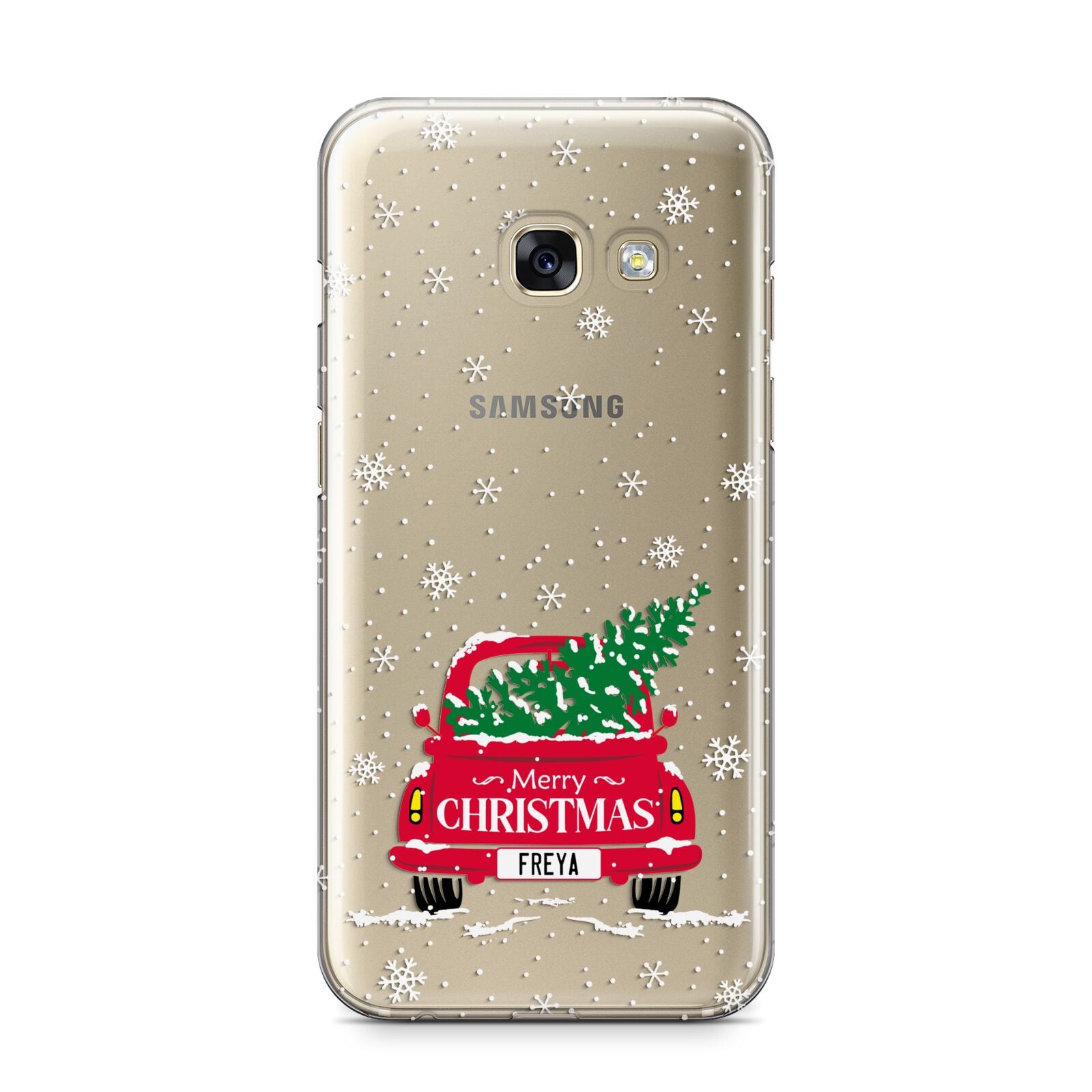 Personalised Driving Home For Christmas Samsung Galaxy A3 2017 Case on gold phone