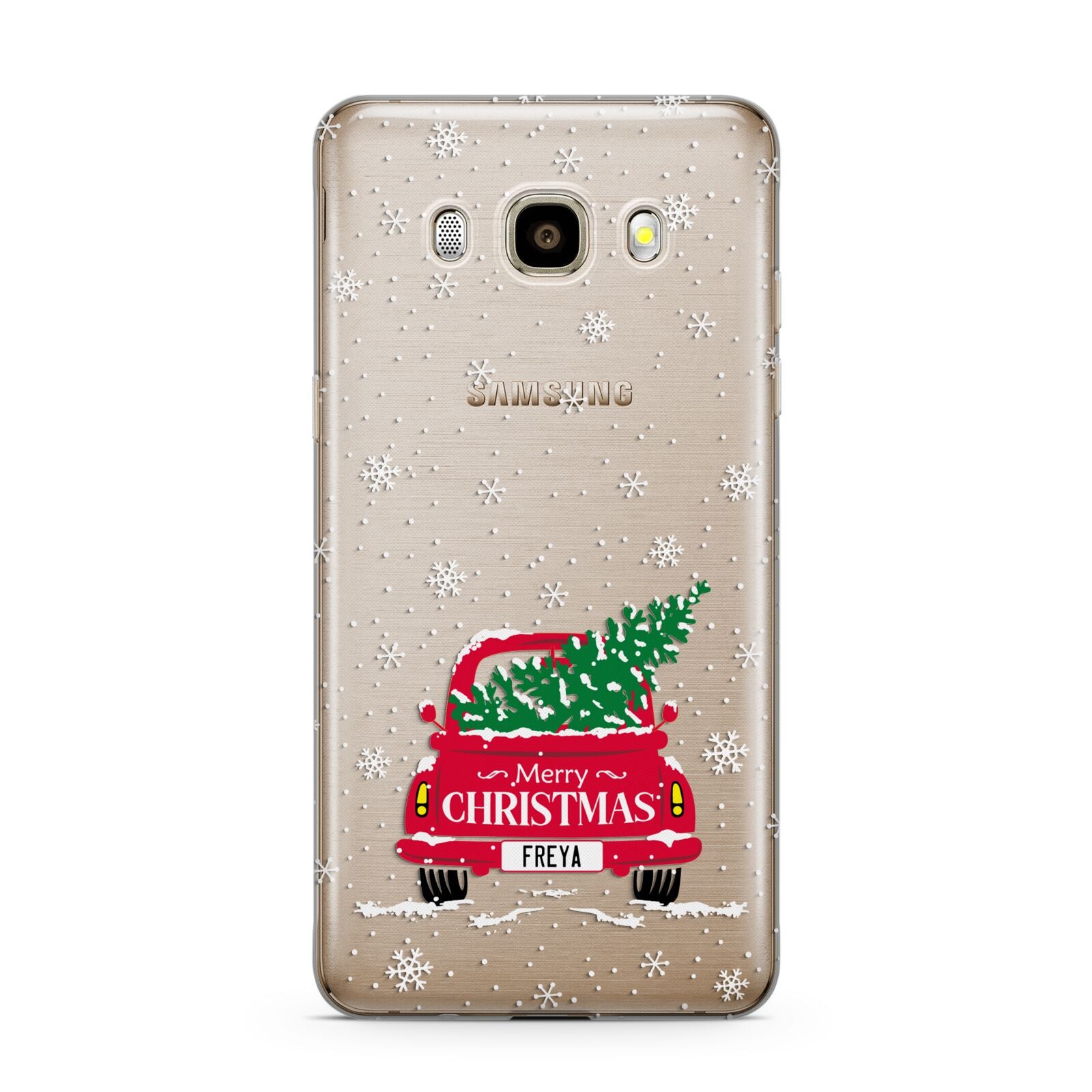 Personalised Driving Home For Christmas Samsung Galaxy J7 2016 Case on gold phone