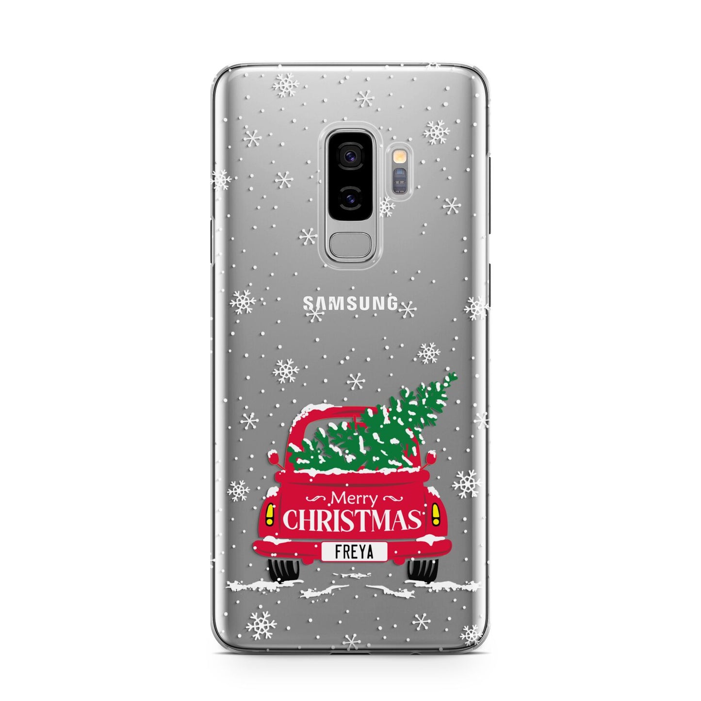 Personalised Driving Home For Christmas Samsung Galaxy S9 Plus Case on Silver phone