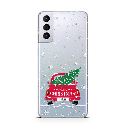 Personalised Driving Home For Christmas Samsung S21 Plus Phone Case