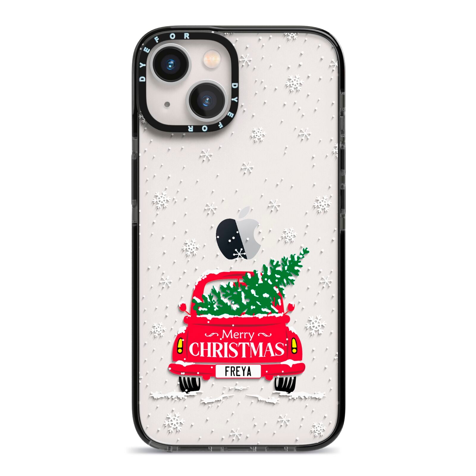 Personalised Driving Home For Christmas iPhone 13 Black Impact Case on Silver phone