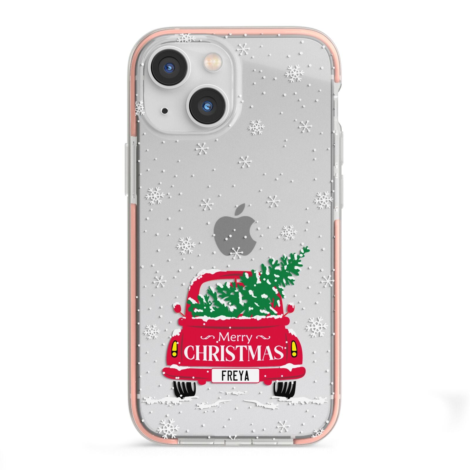 Personalised Driving Home For Christmas iPhone 13 Mini TPU Impact Case with Pink Edges