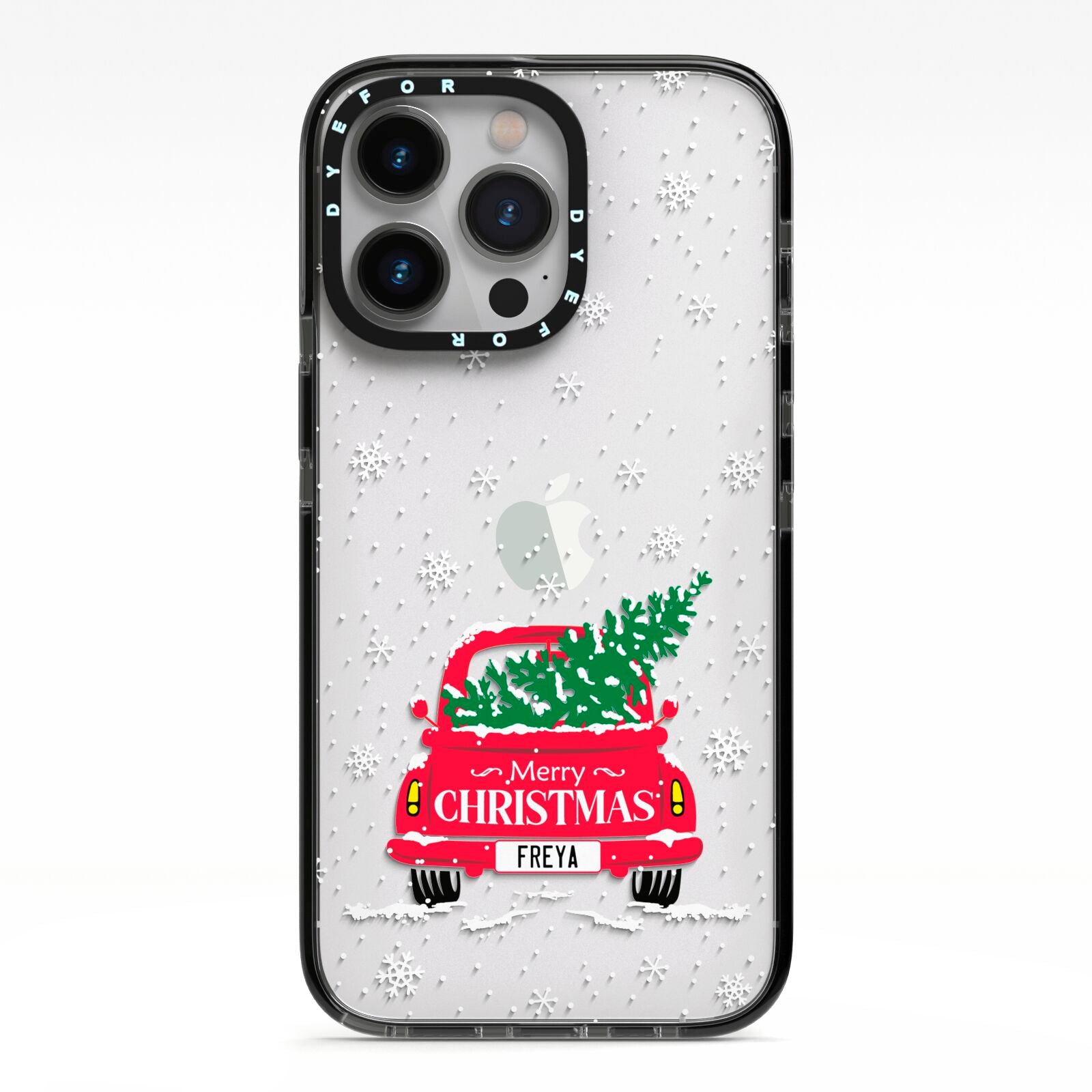 Personalised Driving Home For Christmas iPhone 13 Pro Black Impact Case on Silver phone