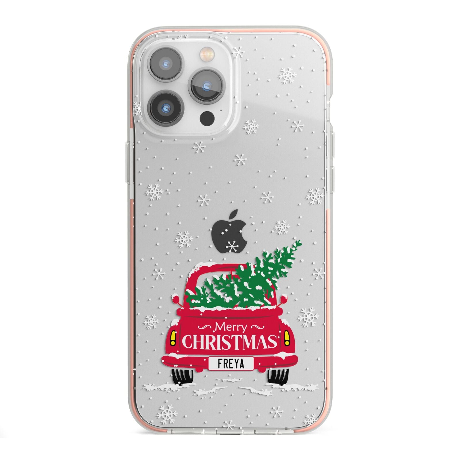 Personalised Driving Home For Christmas iPhone 13 Pro Max TPU Impact Case with Pink Edges